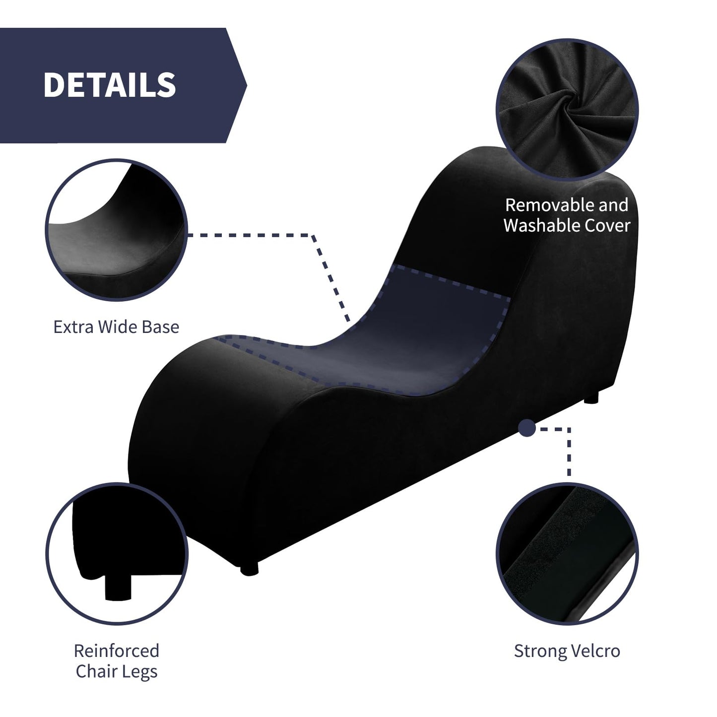 Sleek Curved Intimate Velvet Chaise - Black - Vixen | Nova Network