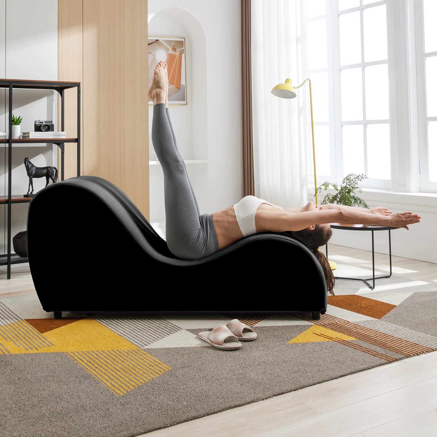 Sleek Curved Intimate Velvet Chaise - Black - Vixen | Nova Network