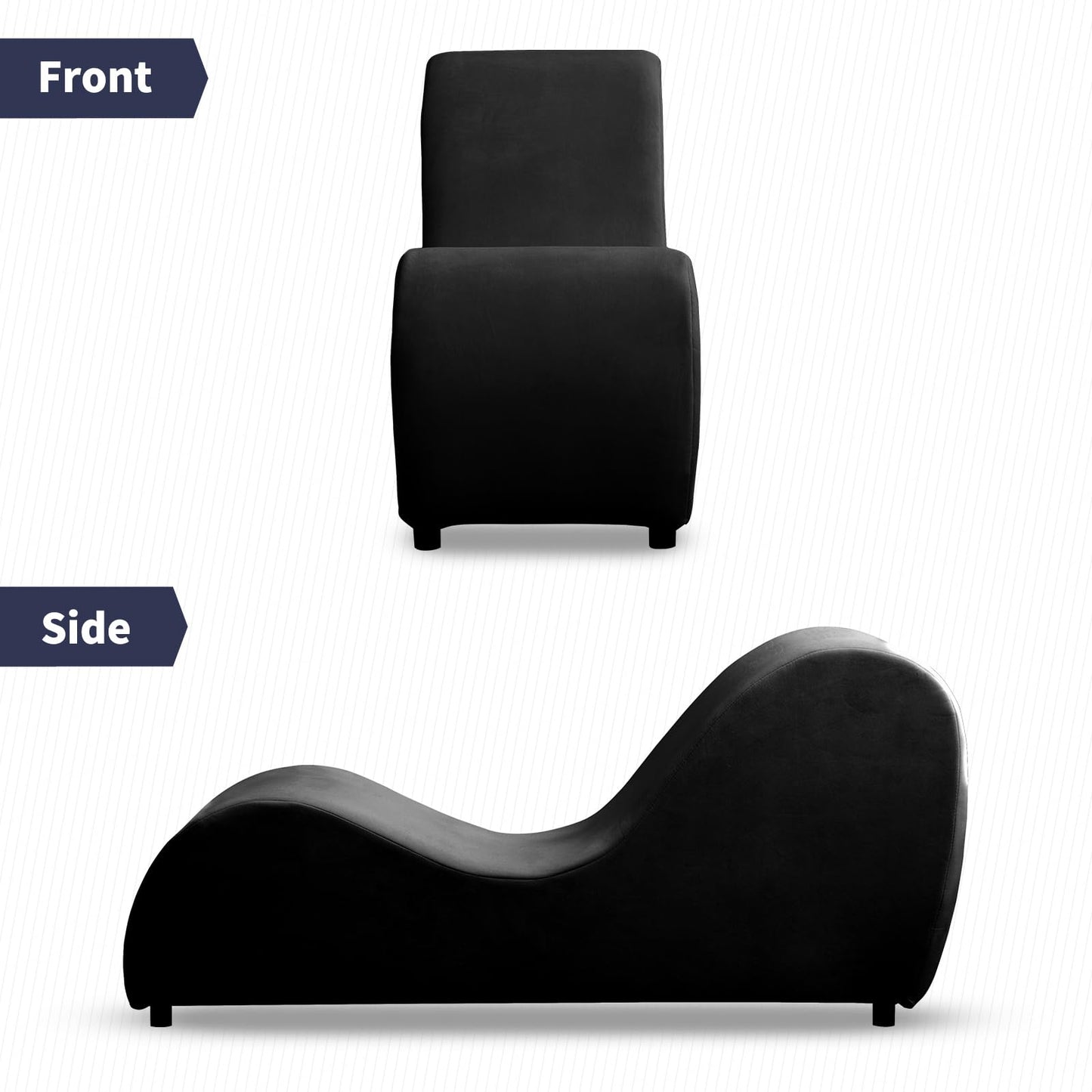 Sleek Curved Intimate Velvet Chaise - Black - Vixen | Nova Network