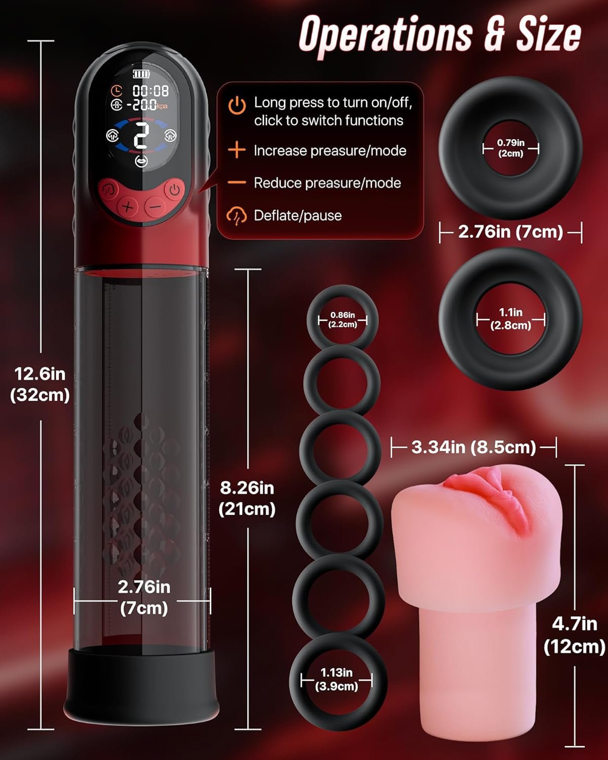 SmartGrip App-Controlled Penis Pump | 8 Suctions, IPX7 - Vixen Adult Playroom