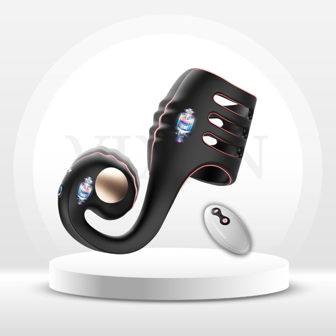 SnailWrap Vibrating Cock Ring Sleeve – Remote, Dual Motor, 10 Modes - Vixen Adult Playroom