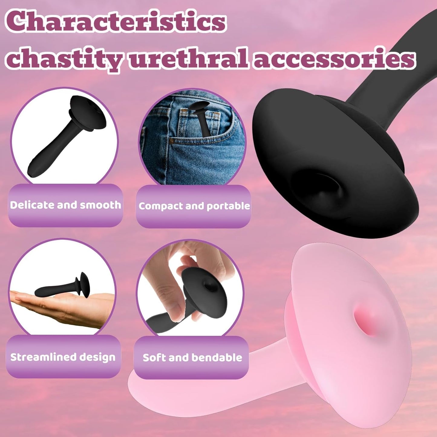 SoftBind Hollow Silicone Urethral Plug Chastity Sound - Vixen | Nova Network