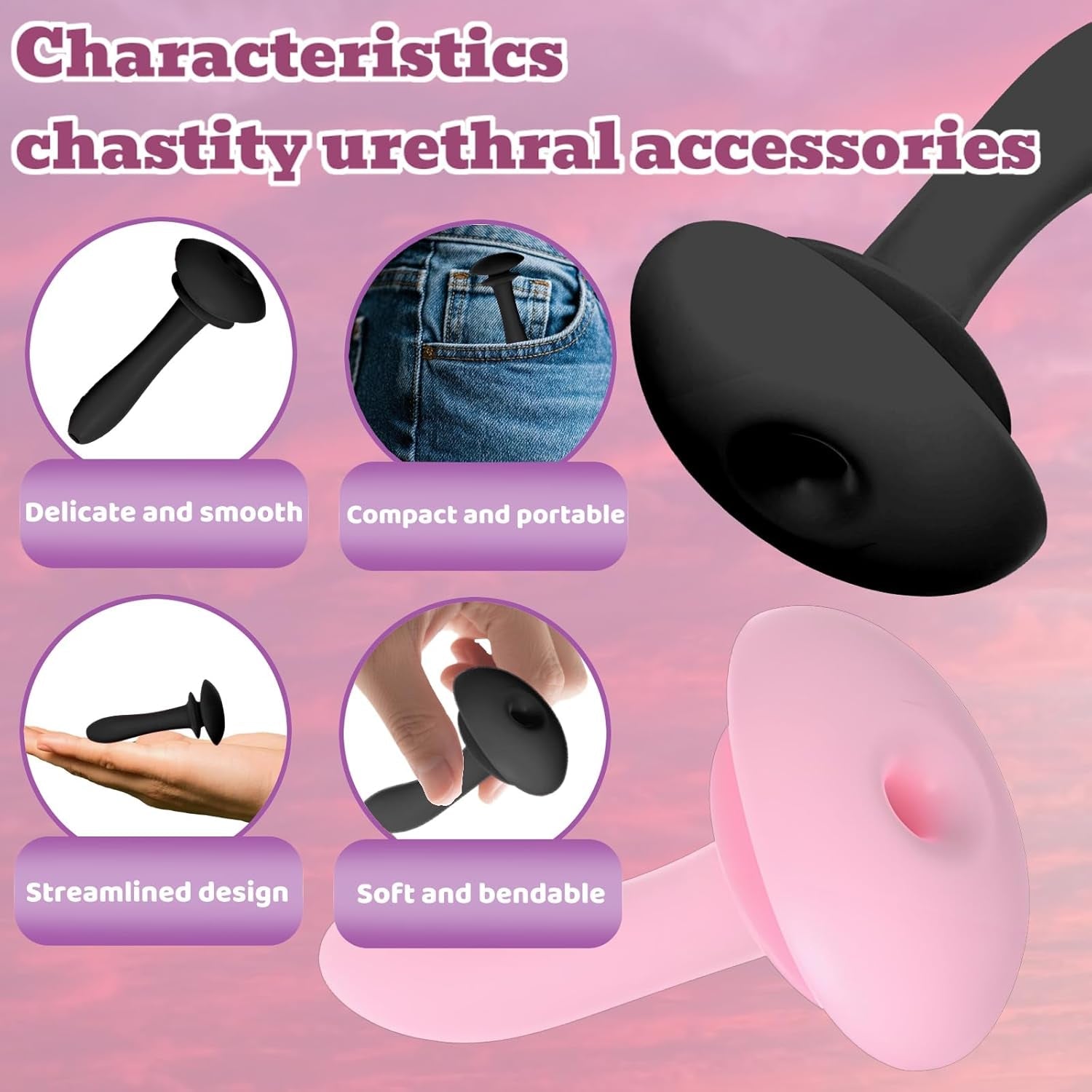 SoftBind Hollow Silicone Urethral Plug Chastity Sound - Vixen | Nova Network