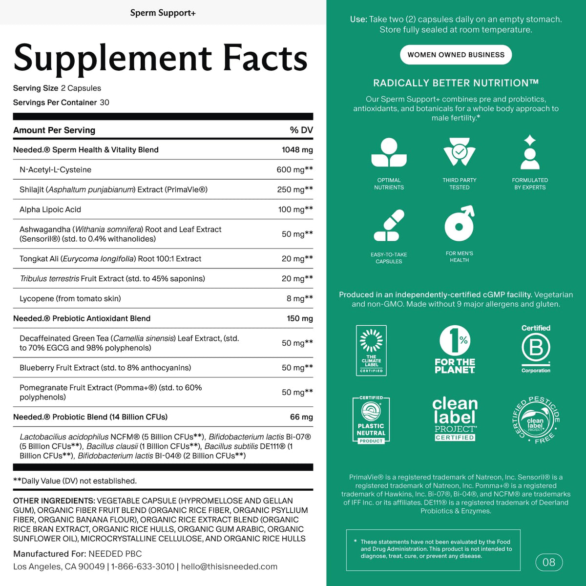 Sperm Support Men's Preconception Supplement | Needed. - Vixen Adult Playroom