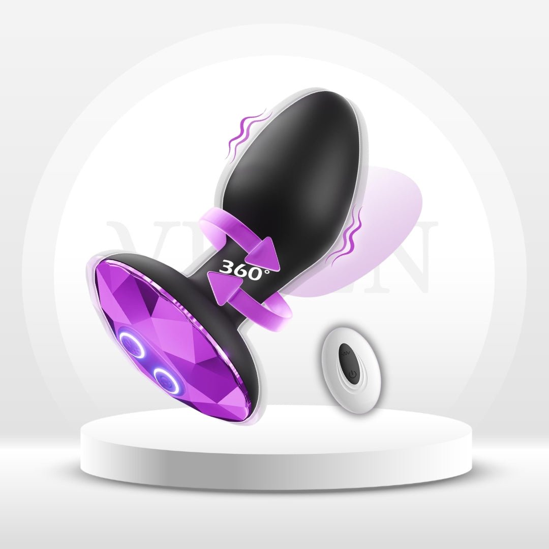 Spin & Pulse Rotating Vibrating Butt Plug – Remote, 10 Modes - Vixen Adult Playroom