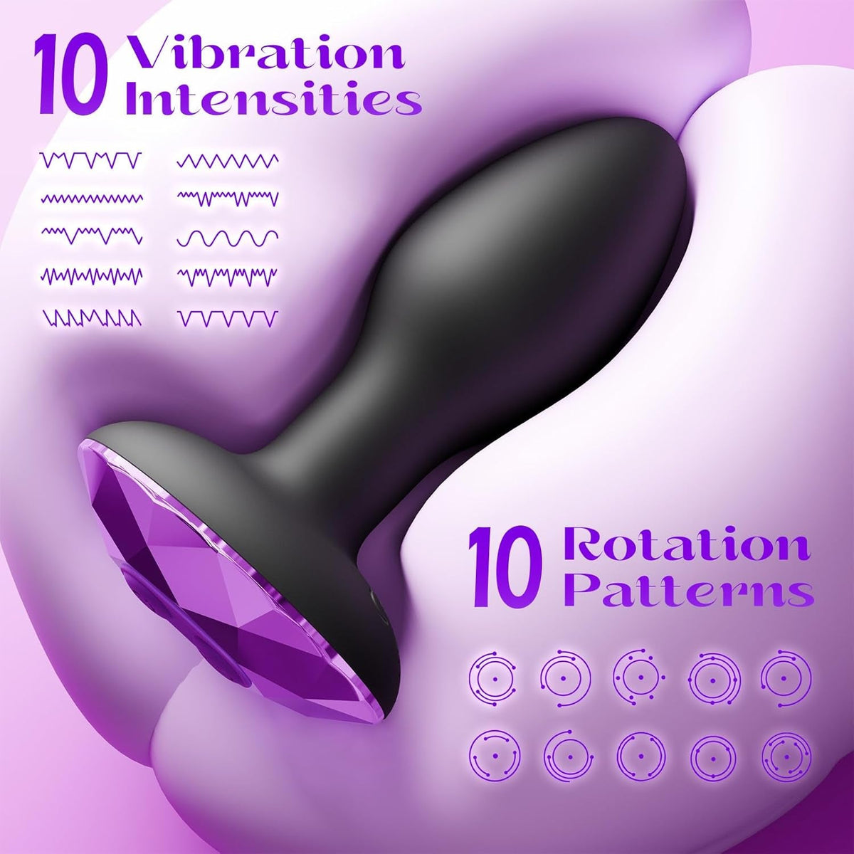 Spin & Pulse Rotating Vibrating Butt Plug – Remote, 10 Modes - Vixen Adult Playroom