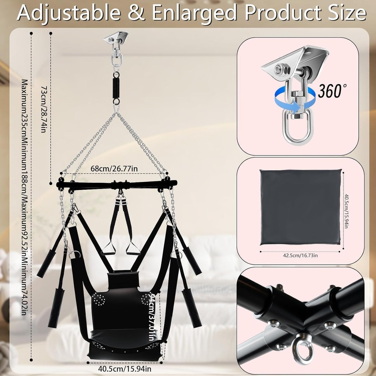 SpinLux 360° Rotating Sex Swing Padded Leather Kit - Vixen | Nova Network