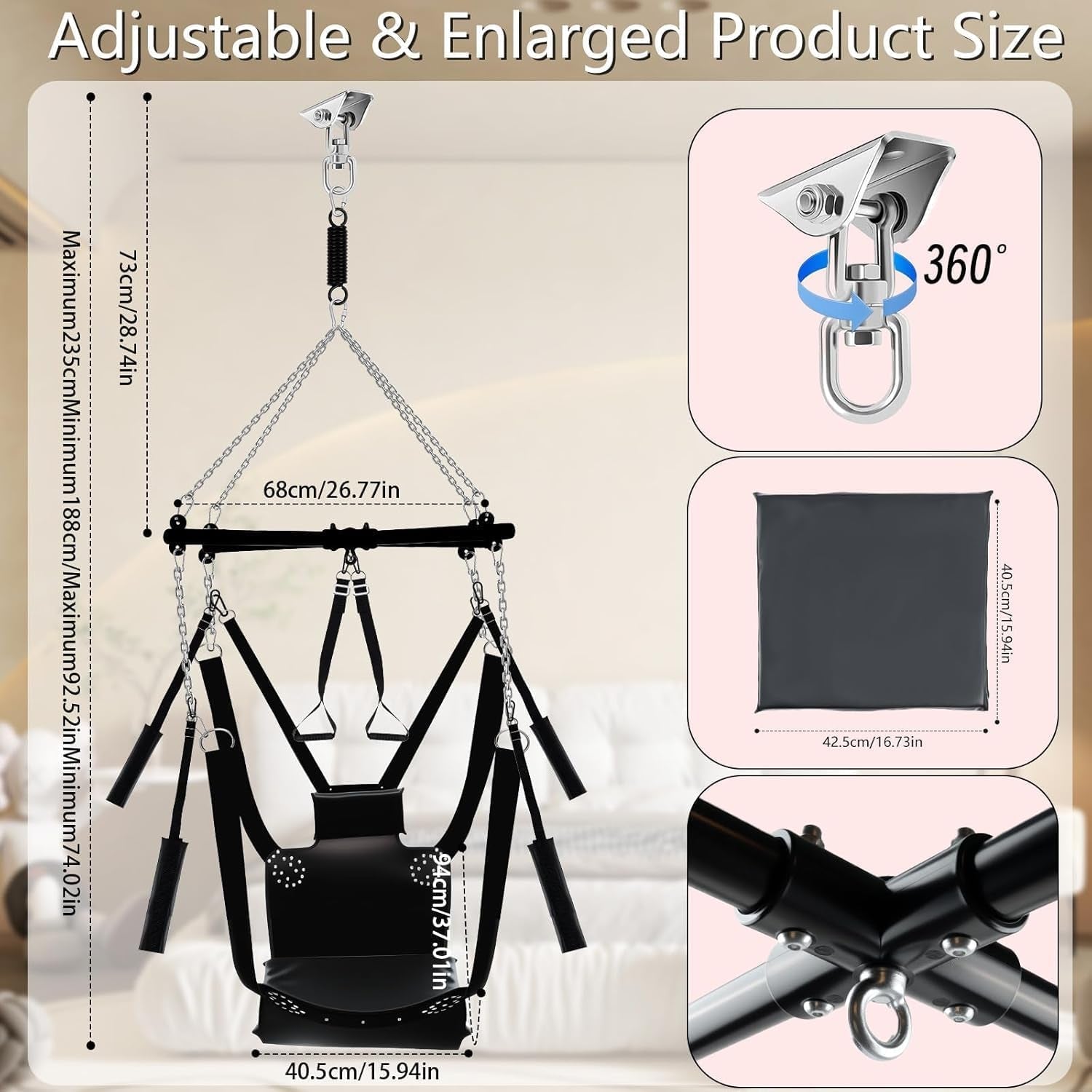 SpinLux 360° Rotating Sex Swing Padded Leather Kit - Vixen | Nova Network