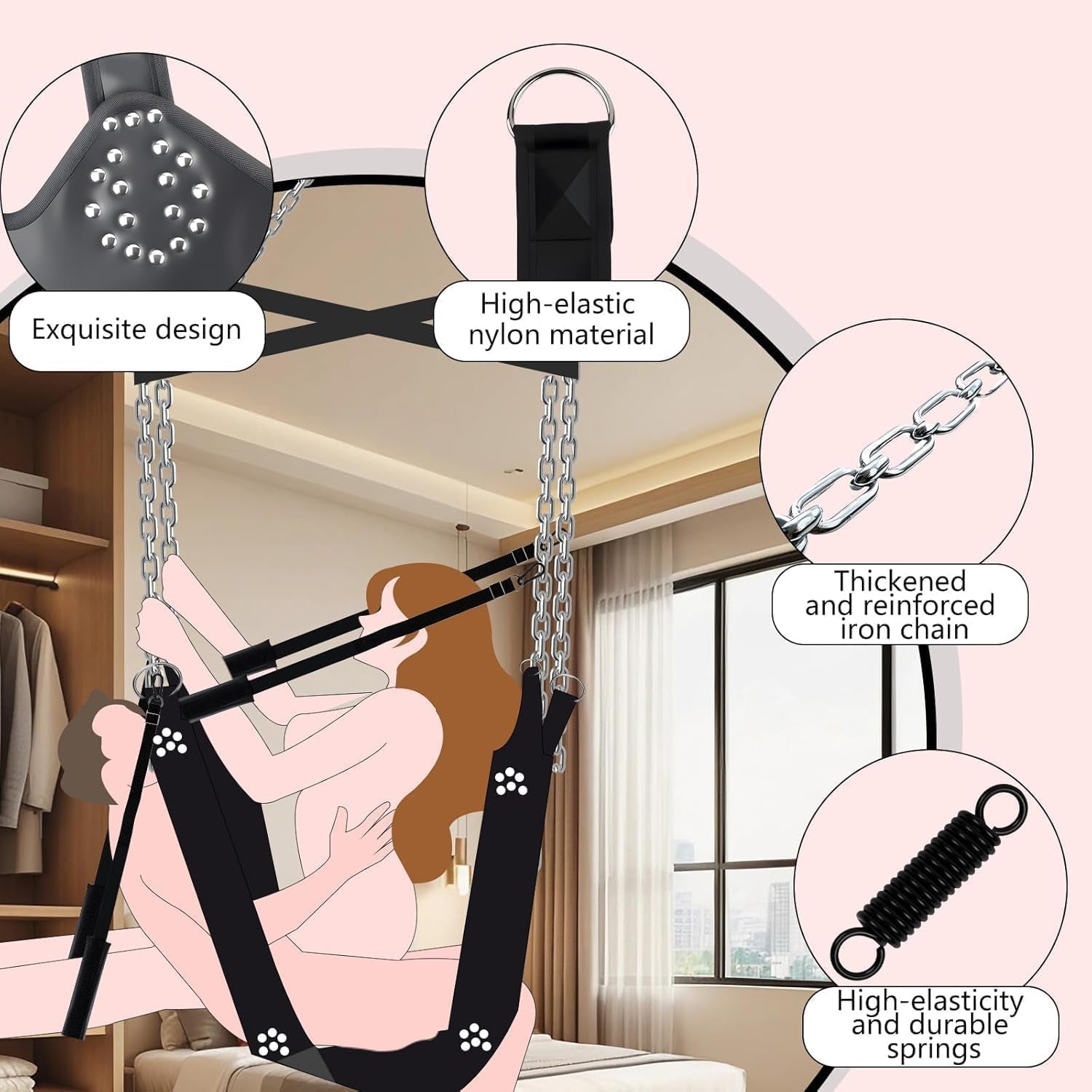 SpinLux 360° Rotating Sex Swing Padded Leather Kit - Vixen | Nova Network