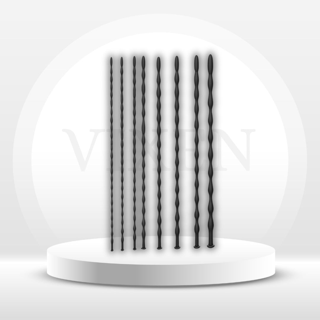 SpiralDepth 8-Piece Silicone Urethral Sounding Set with Spiral Beads - Vixen Adult Playroom