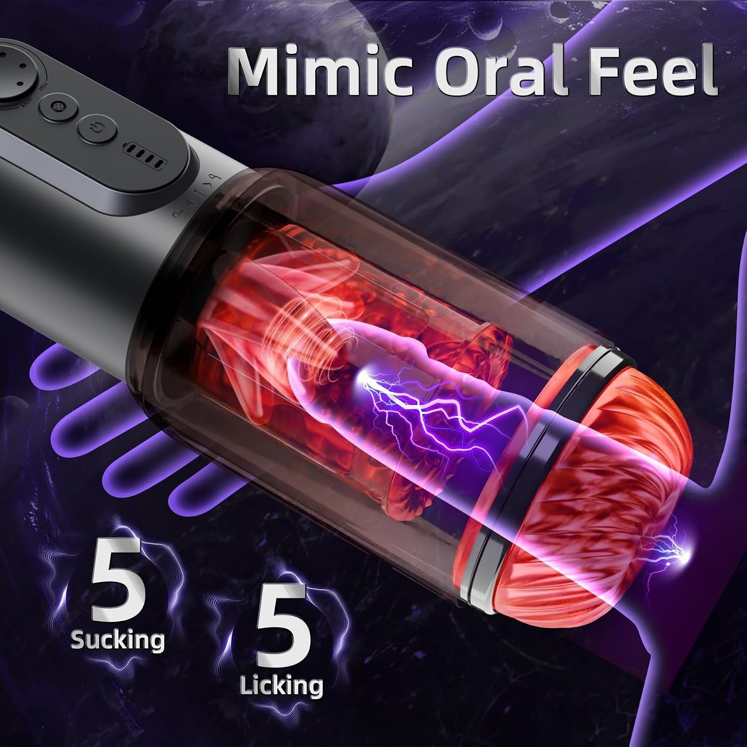SpiralWave App Control Stroker | 5 Thrust, Rotate, Lick & Suck Modes - Vixen Adult Playroom