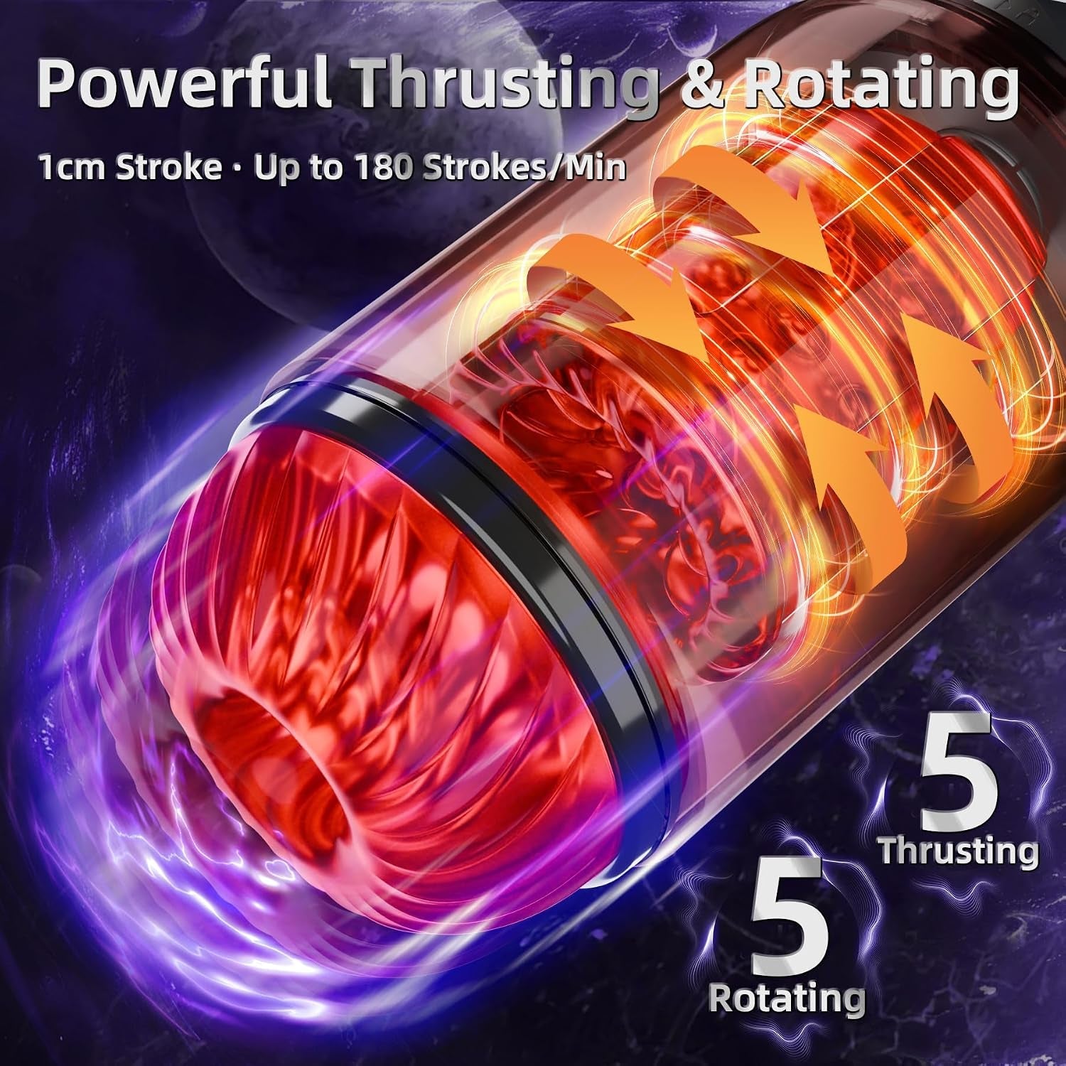 SpiralWave App Control Stroker | 5 Thrust, Rotate, Lick & Suck Modes - Vixen Adult Playroom