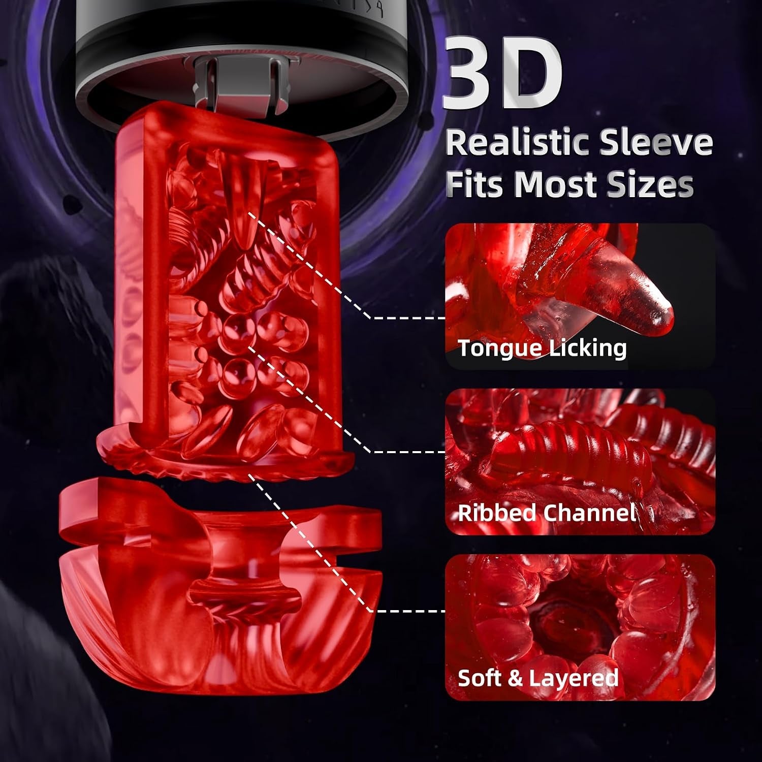 SpiralWave App Control Stroker | 5 Thrust, Rotate, Lick & Suck Modes - Vixen Adult Playroom