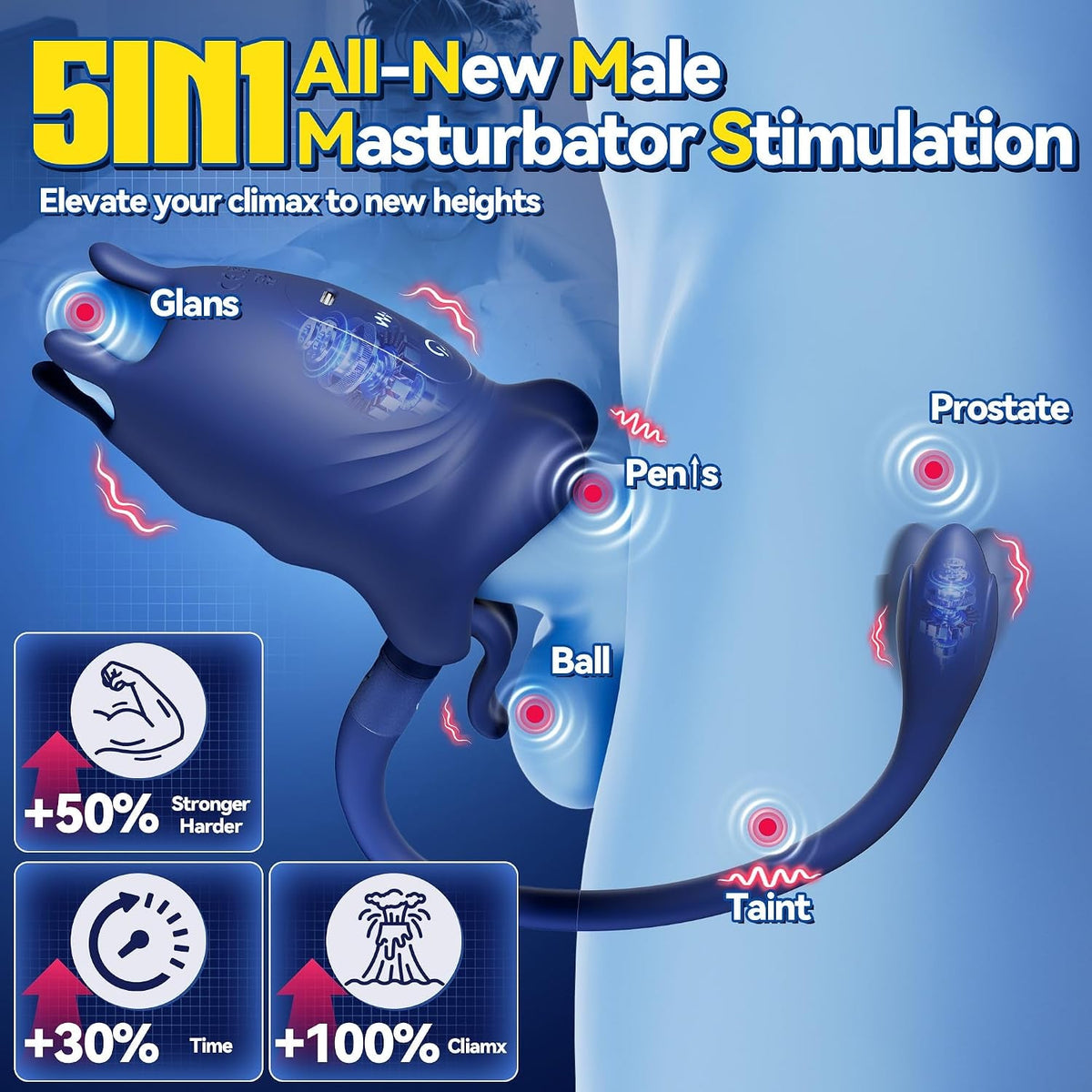 SplitForce Vibrating Male Masturbator with Detachable Butt Plug - Vixen Adult Playroom