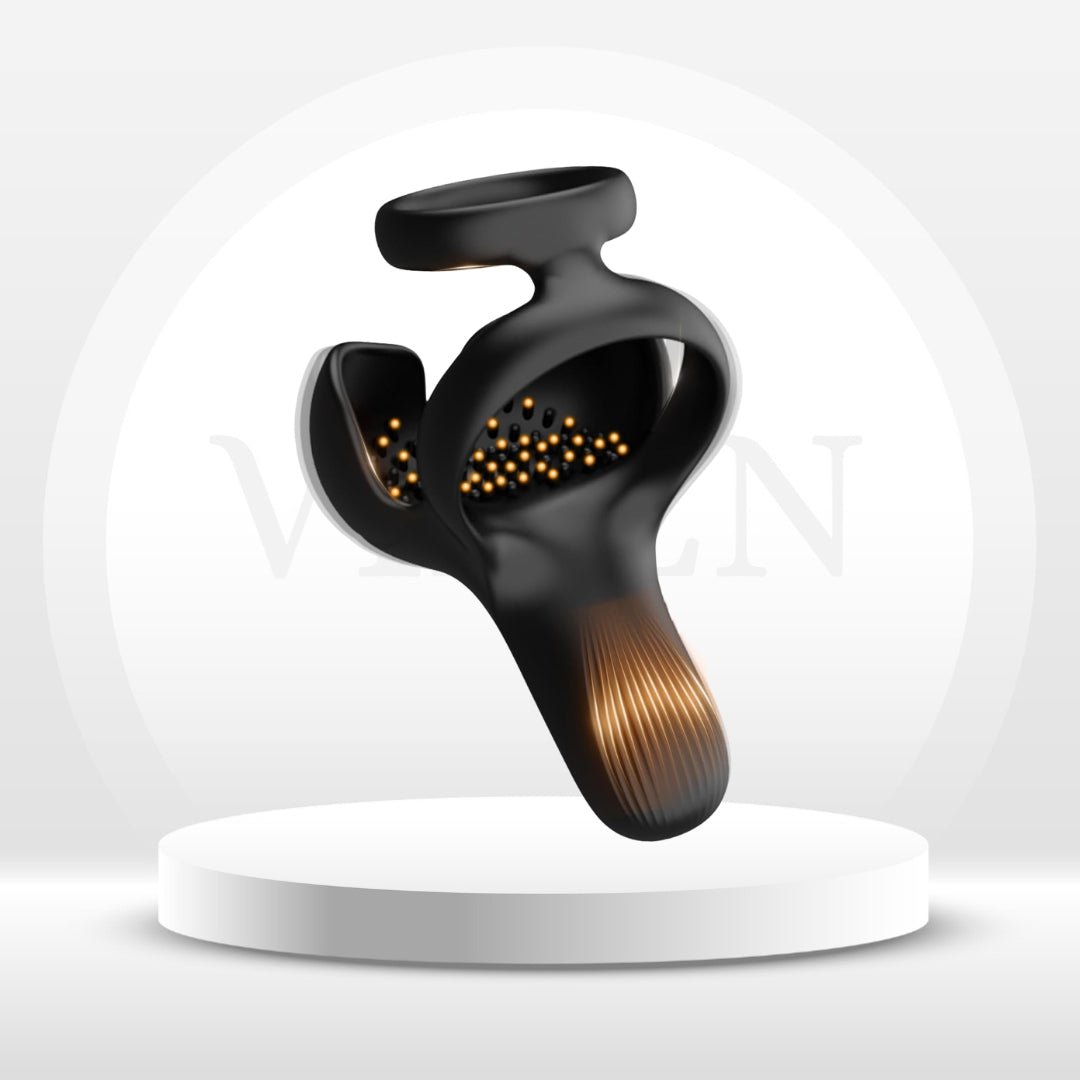 StaminaCircuit 3-in-1 Vibrating Cock Ring – Dual Rings, 10 Modes - Vixen Adult Playroom