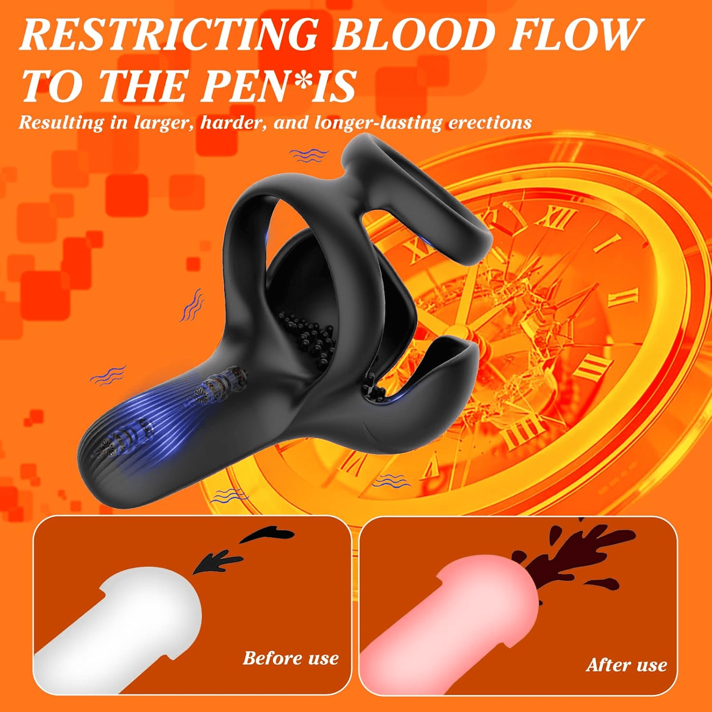 StaminaCircuit 3-in-1 Vibrating Cock Ring – Dual Rings, 10 Modes - Vixen Adult Playroom