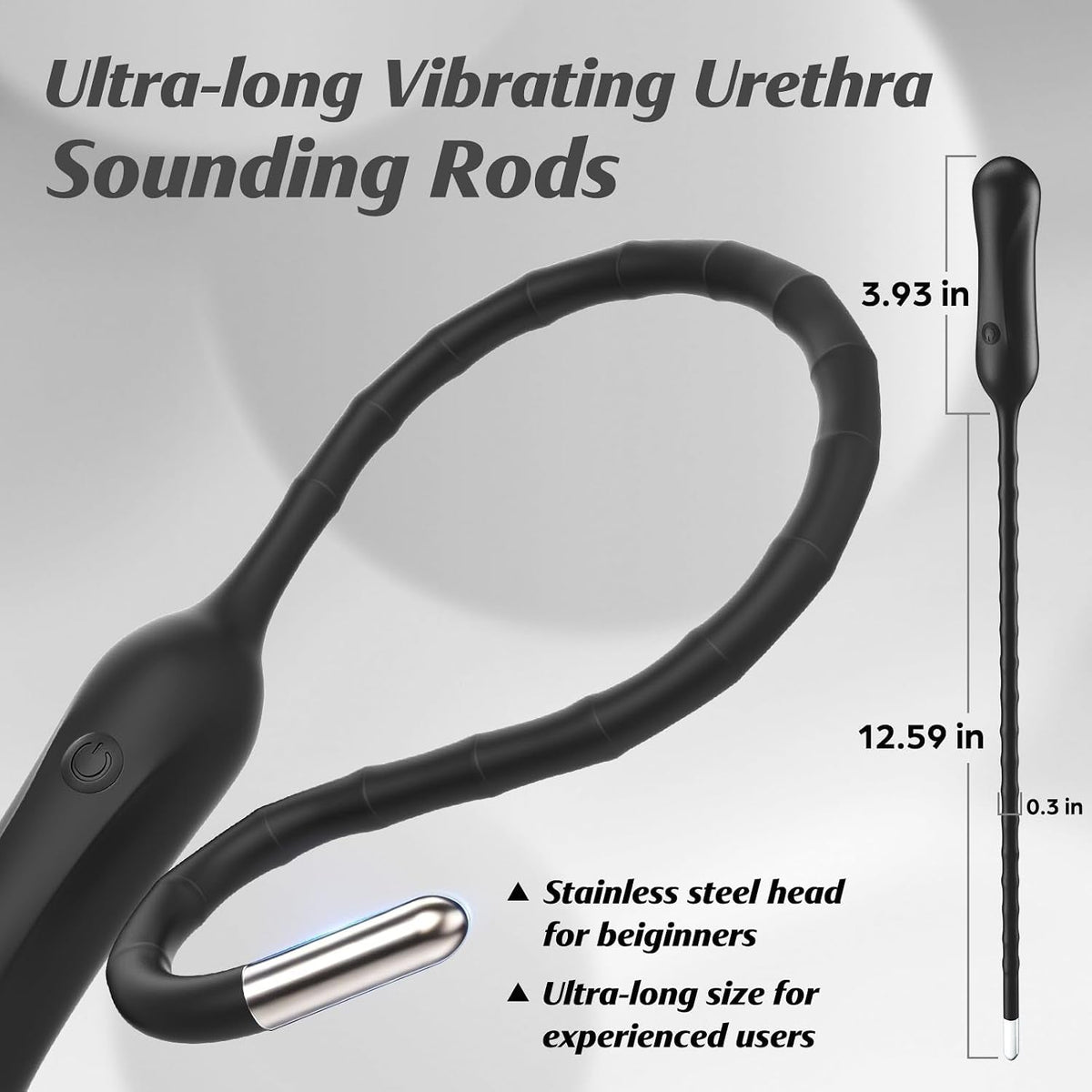 SteelCurrent Vibrating Urethral Sounding Rod with Steel Tip - Vixen Adult Playroom