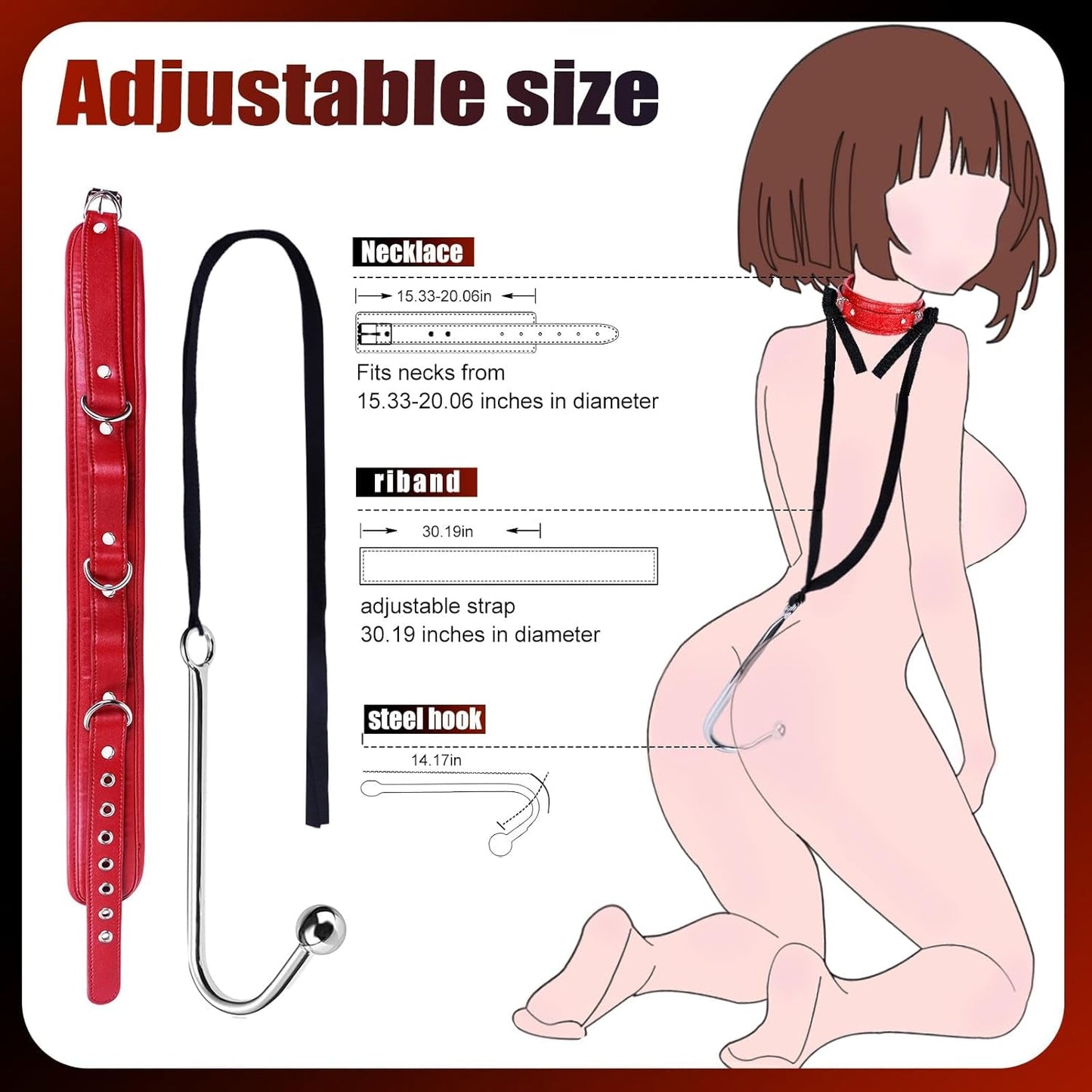 SteelTether BDSM Anal Hook Set – Leather Collar & Steel Trainer - Vixen Adult Playroom