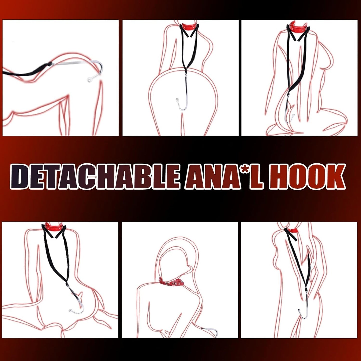 SteelTether BDSM Anal Hook Set – Leather Collar & Steel Trainer - Vixen Adult Playroom