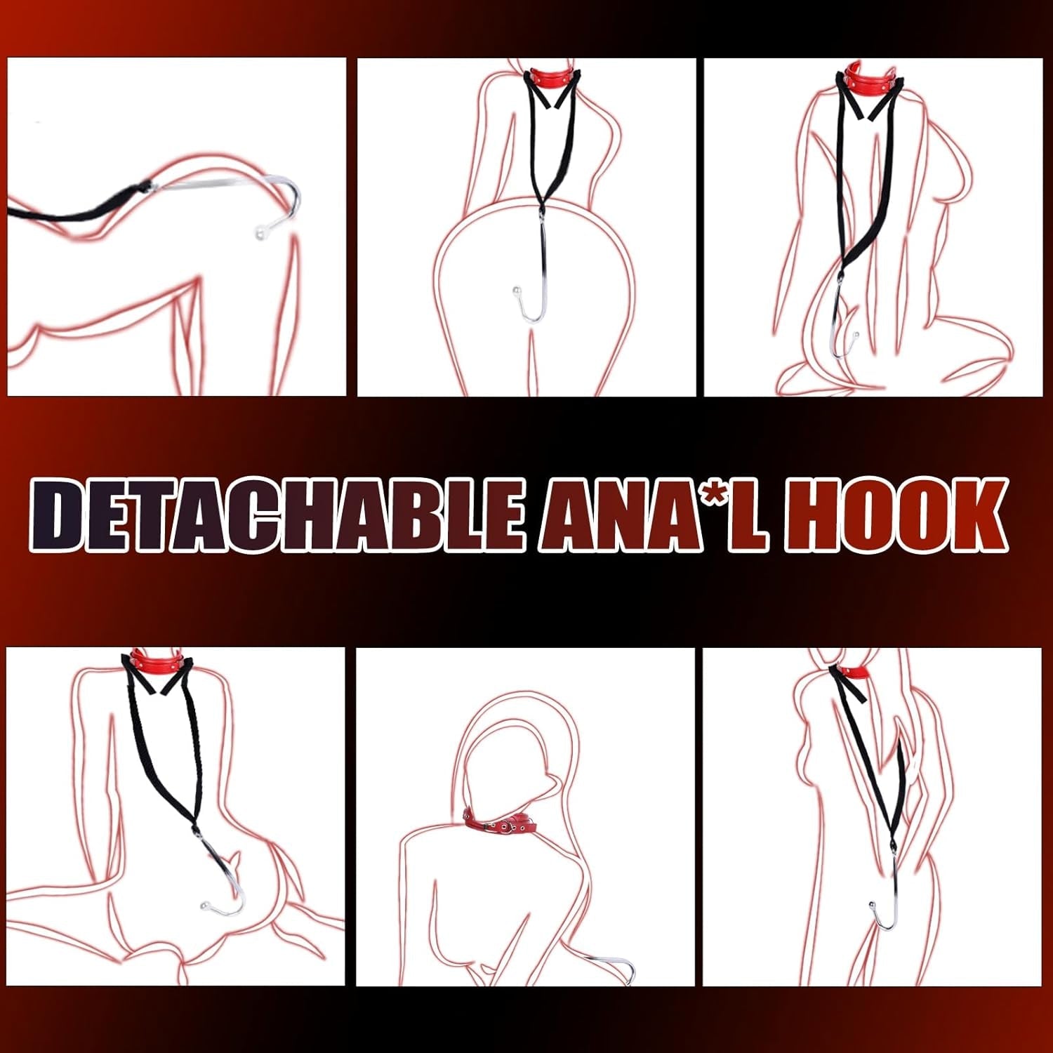 SteelTether BDSM Anal Hook Set – Leather Collar & Steel Trainer - Vixen Adult Playroom