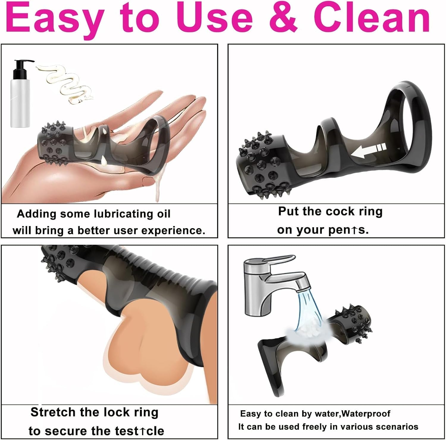 StimLock 4 - Piece Silicone Penis Ring Sleeve Set - Vixen | Nova Network