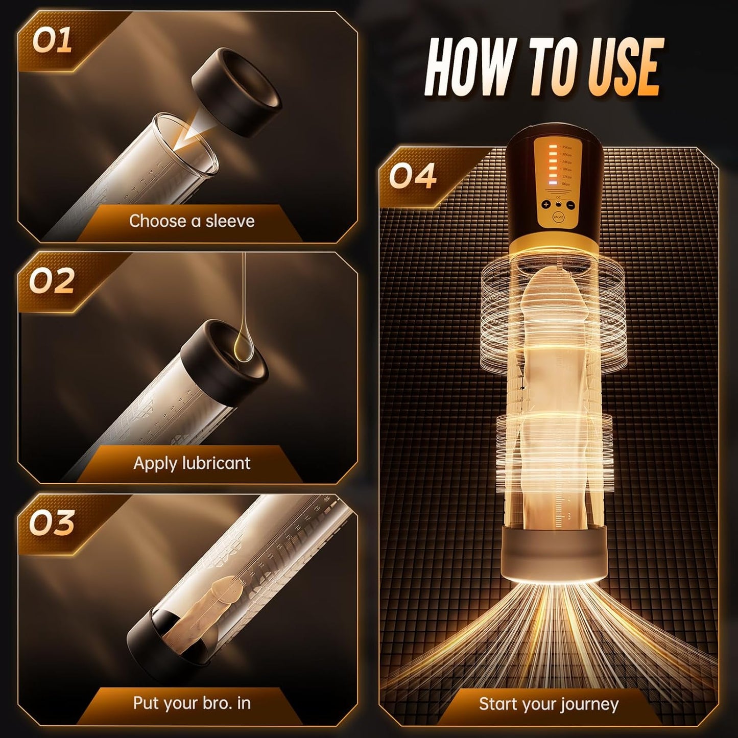 SurgeFive Electric Penis Pump | 5 Modes, 6 Rings + Lube - Vixen Adult Playroom