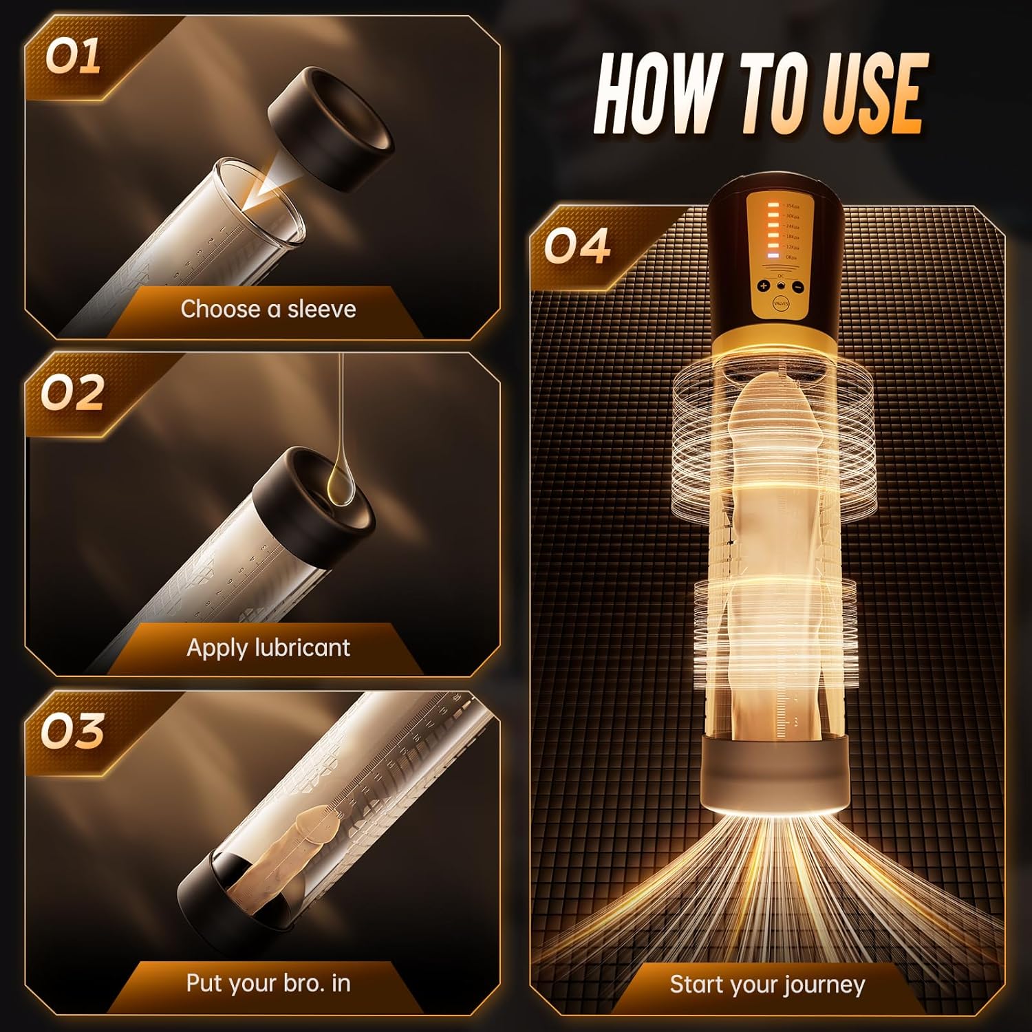 SurgeFive Electric Penis Pump | 5 Modes, 6 Rings + Lube - Vixen Adult Playroom