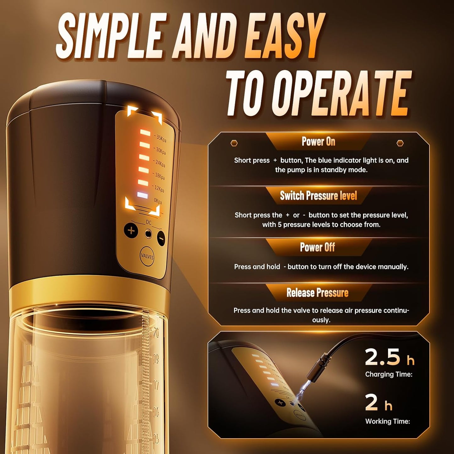 SurgeFive Electric Penis Pump | 5 Modes, 6 Rings + Lube - Vixen Adult Playroom