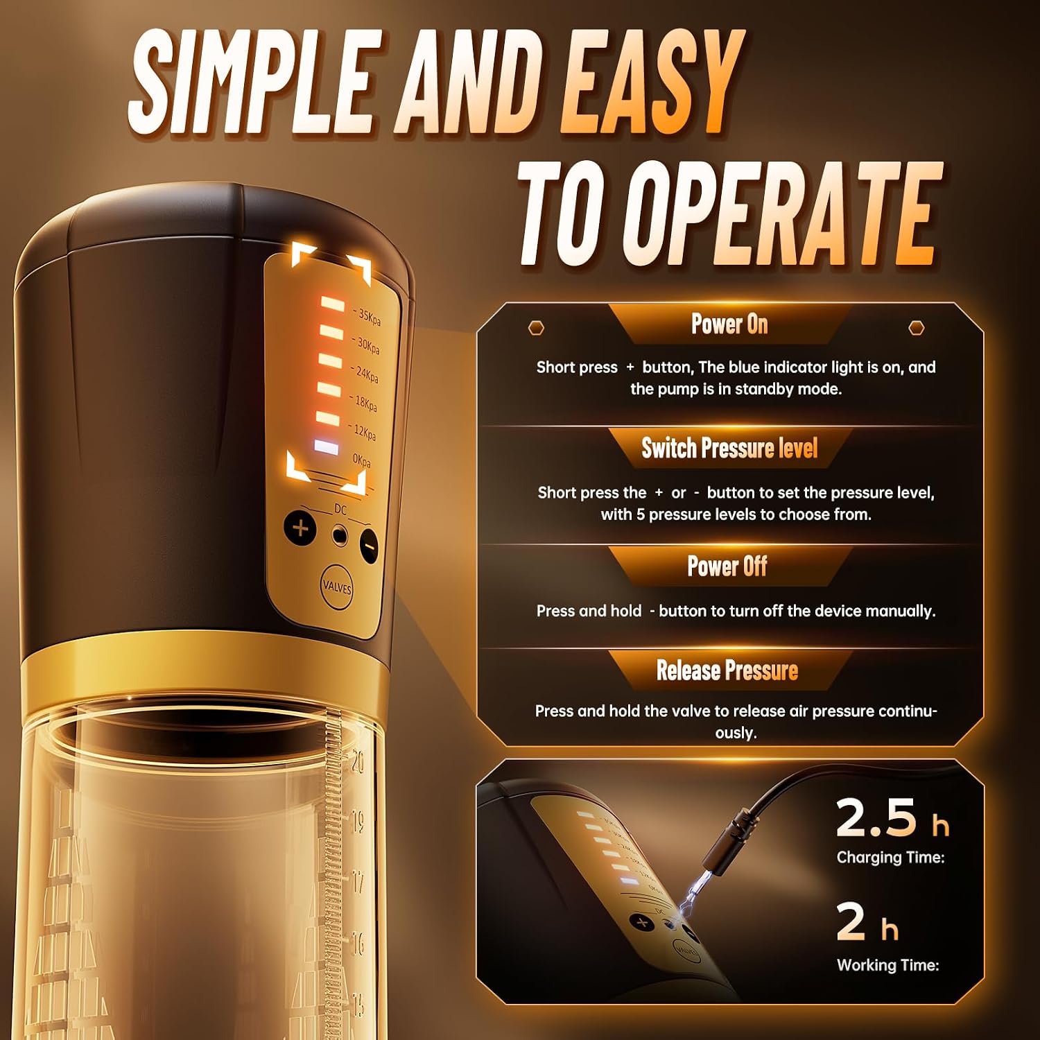 SurgeFive Electric Penis Pump | 5 Modes, 6 Rings + Lube - Vixen Adult Playroom