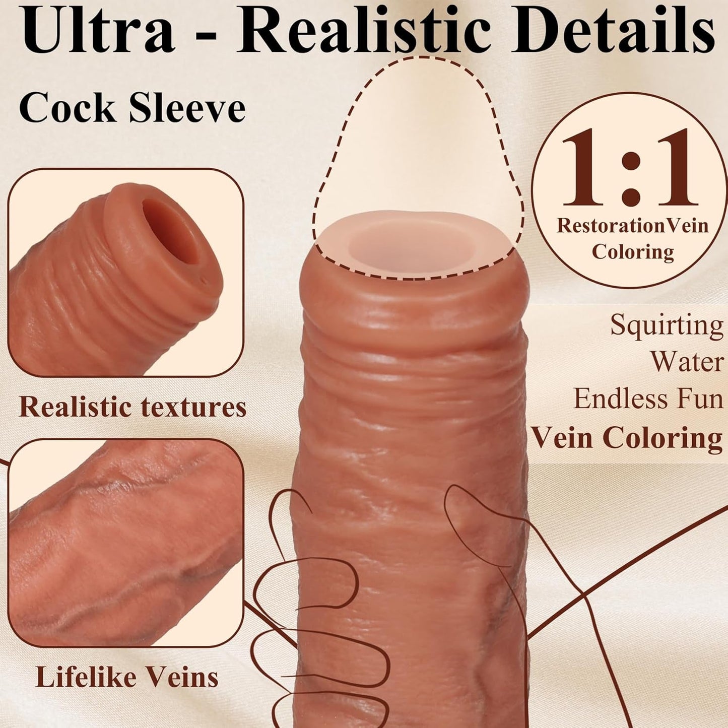 SurgeFlex Realistic Squirting Penis Sleeve - L - Vixen | Nova Network