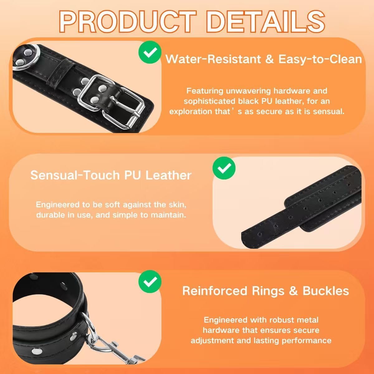 SurrenderIX 9-Piece Soft PU Leather Bondage Kit - Vixen Adult Playroom