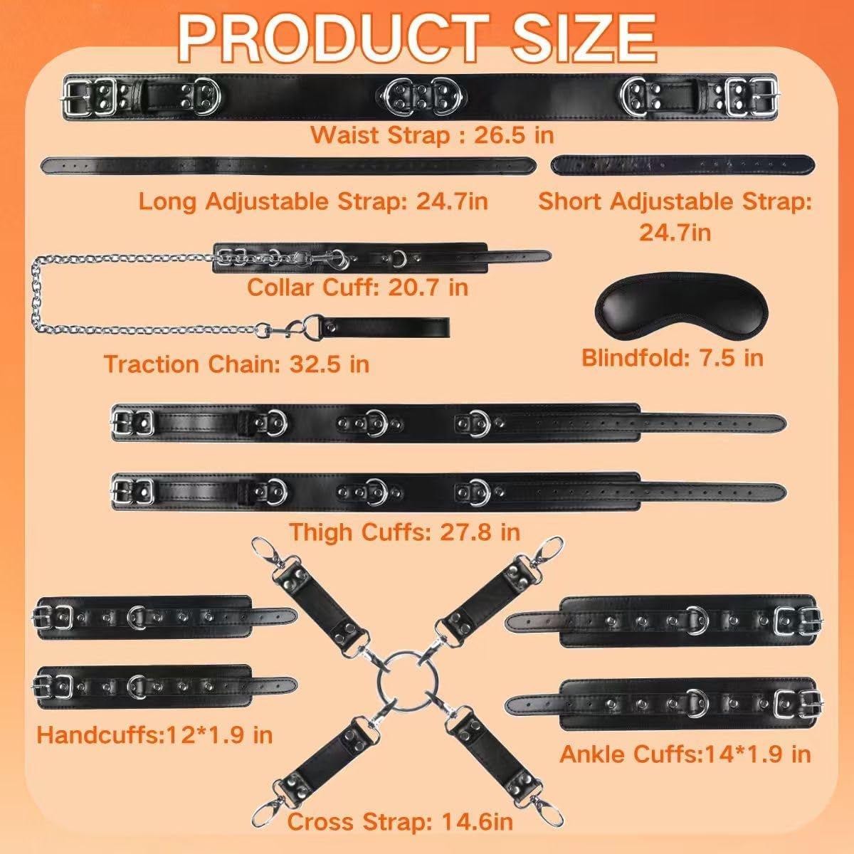SurrenderIX 9-Piece Soft PU Leather Bondage Kit - Vixen Adult Playroom