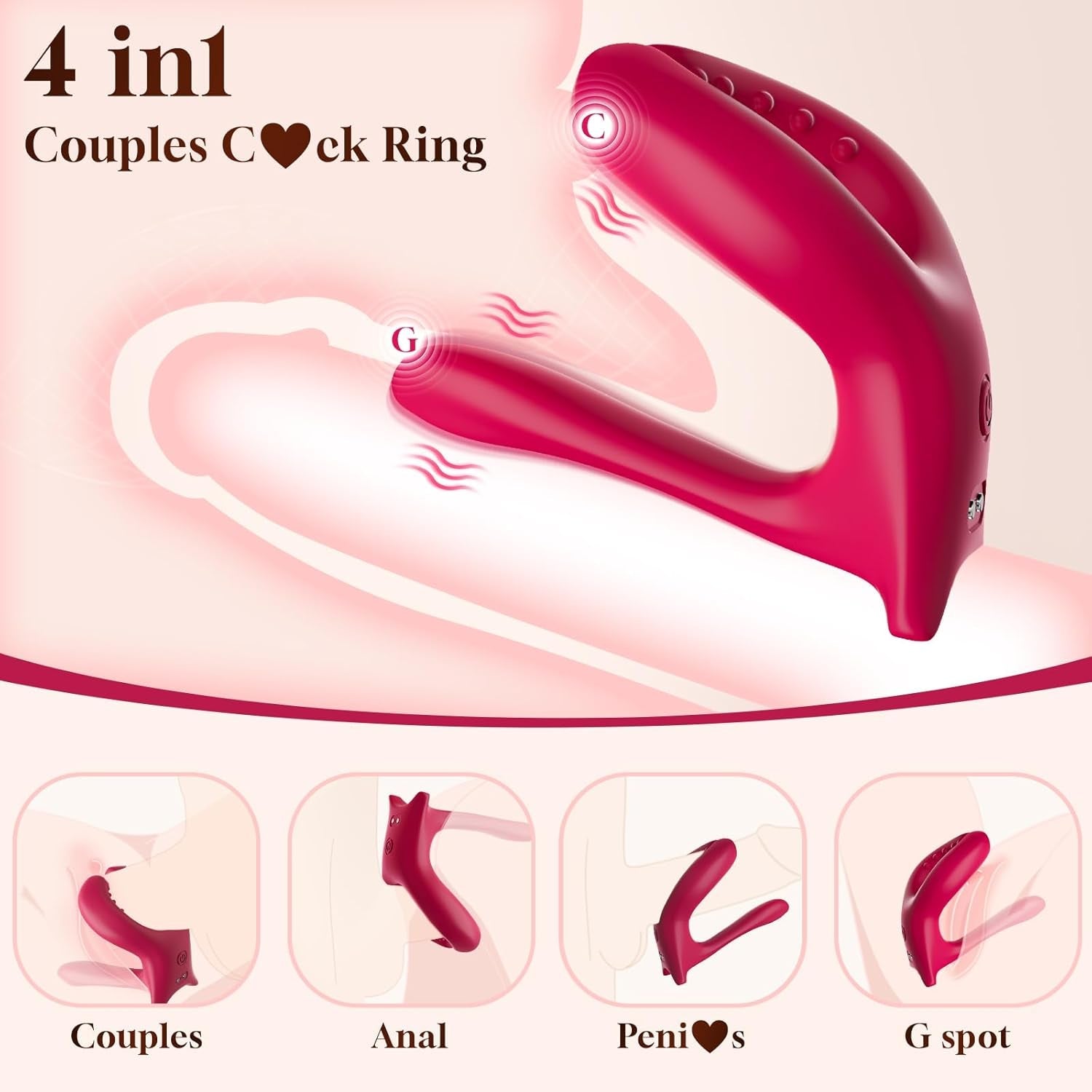 Sync & Bliss Vibrating Cock Ring – Clit & G-Spot Sleeve, 10 Modes - Vixen Adult Playroom