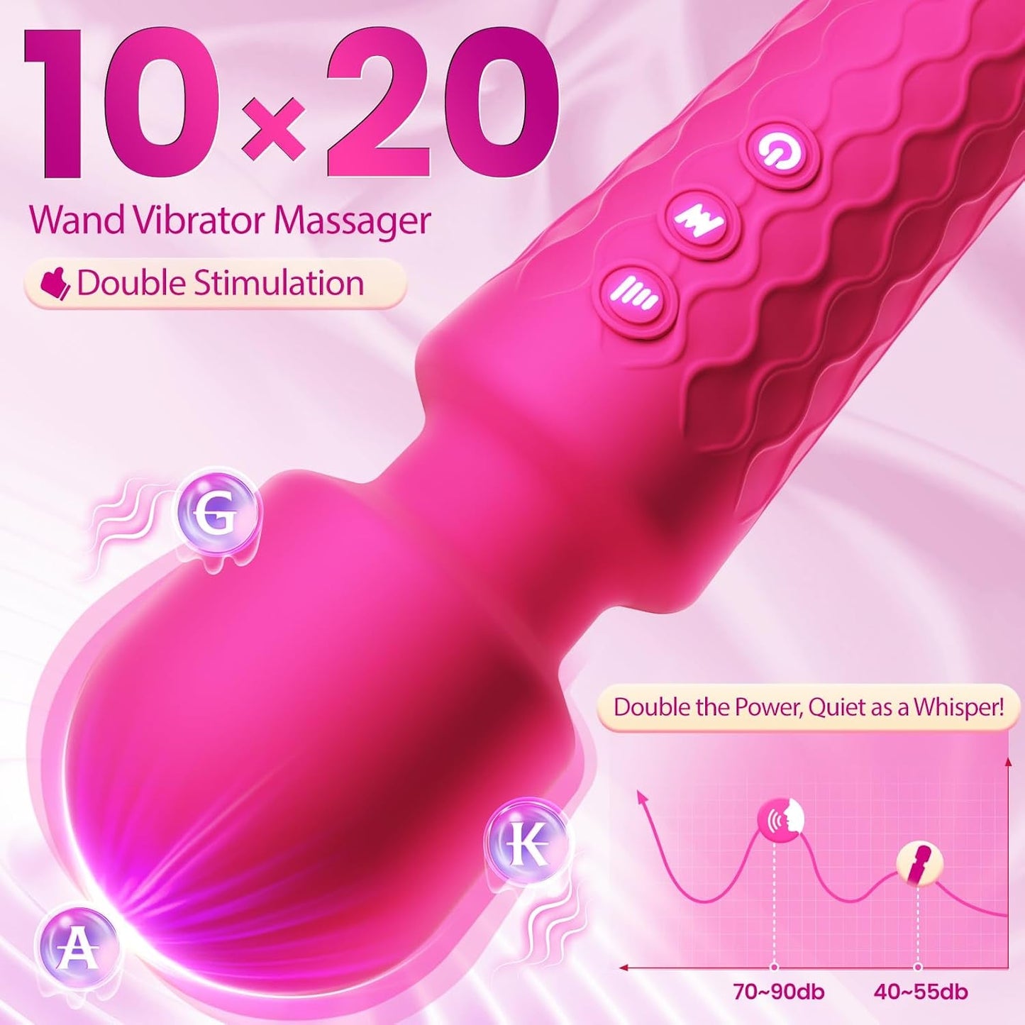 SyncAura App-Control Wand Vibrator, G-Spot, IPX7 - Vixen Adult Playroom