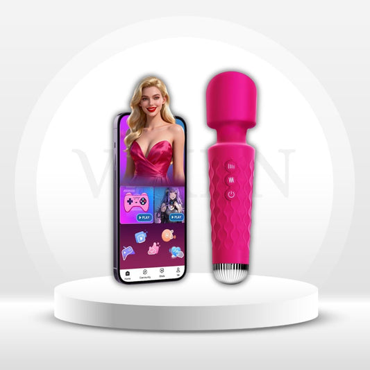 SyncAura App-Control Wand Vibrator, G-Spot, IPX7 - Vixen Adult Playroom