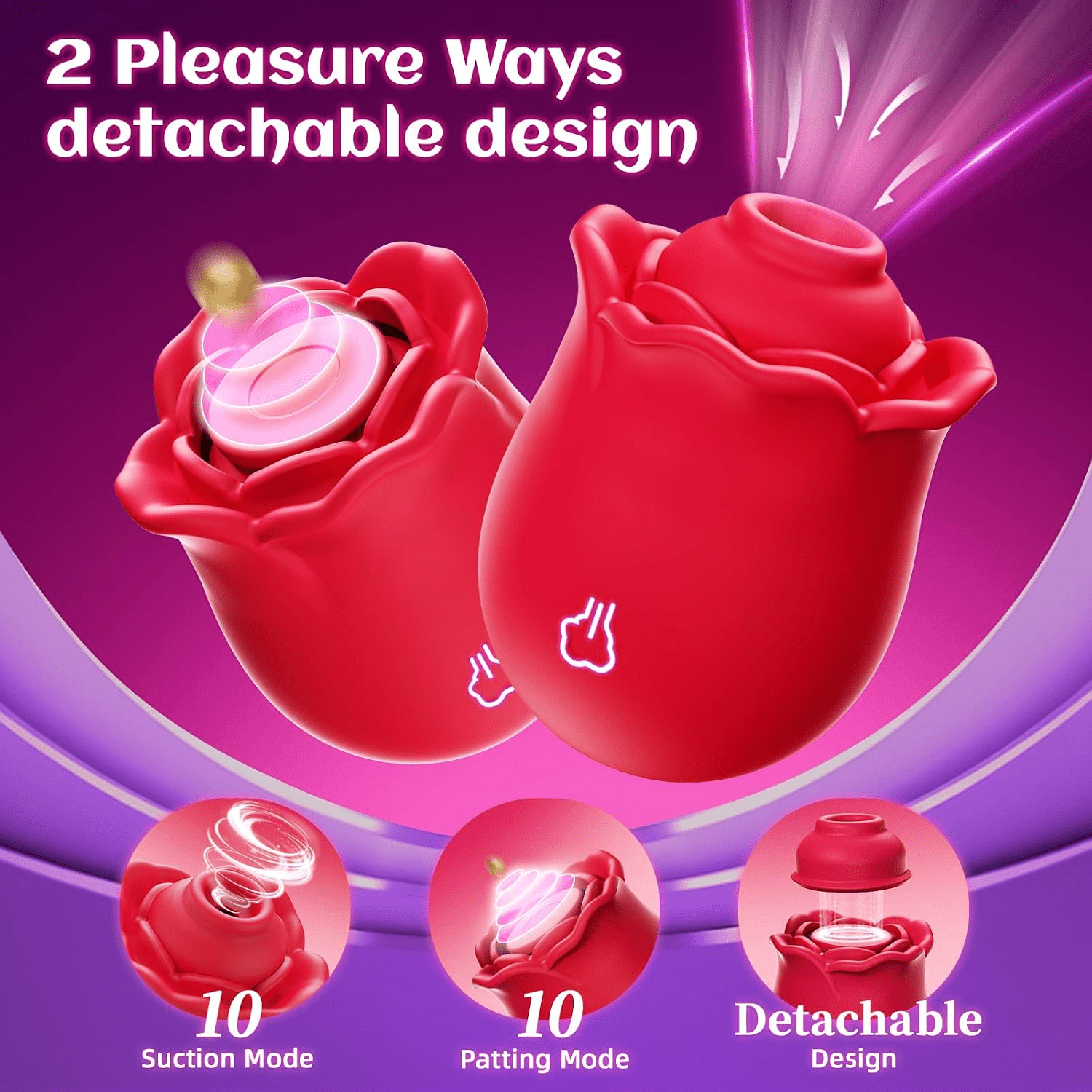 Tap & Bloom 2-in-1 Rose Sucker – App Control, Suck & Tap Modes - Vixen Adult Playroom