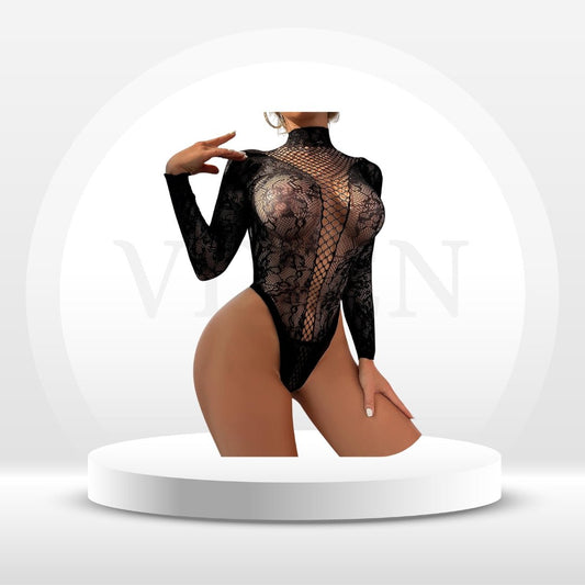 TemptNet Stretch Fishnet Teddy Bodysuit - Vixen | Nova Network