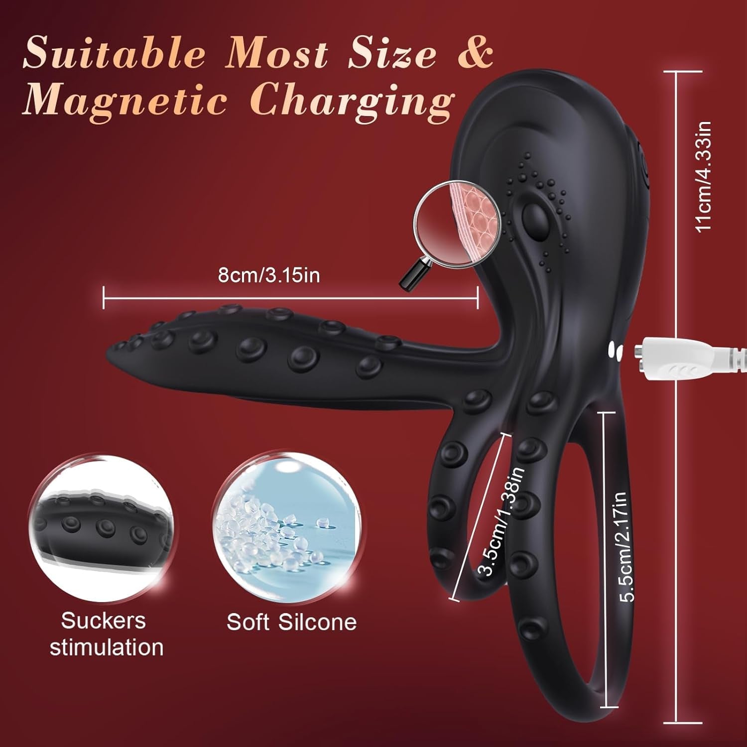 TentaTwin Vibrating Cock Ring Octopus 10 Modes | Couples Toy - Vixen | Nova Network