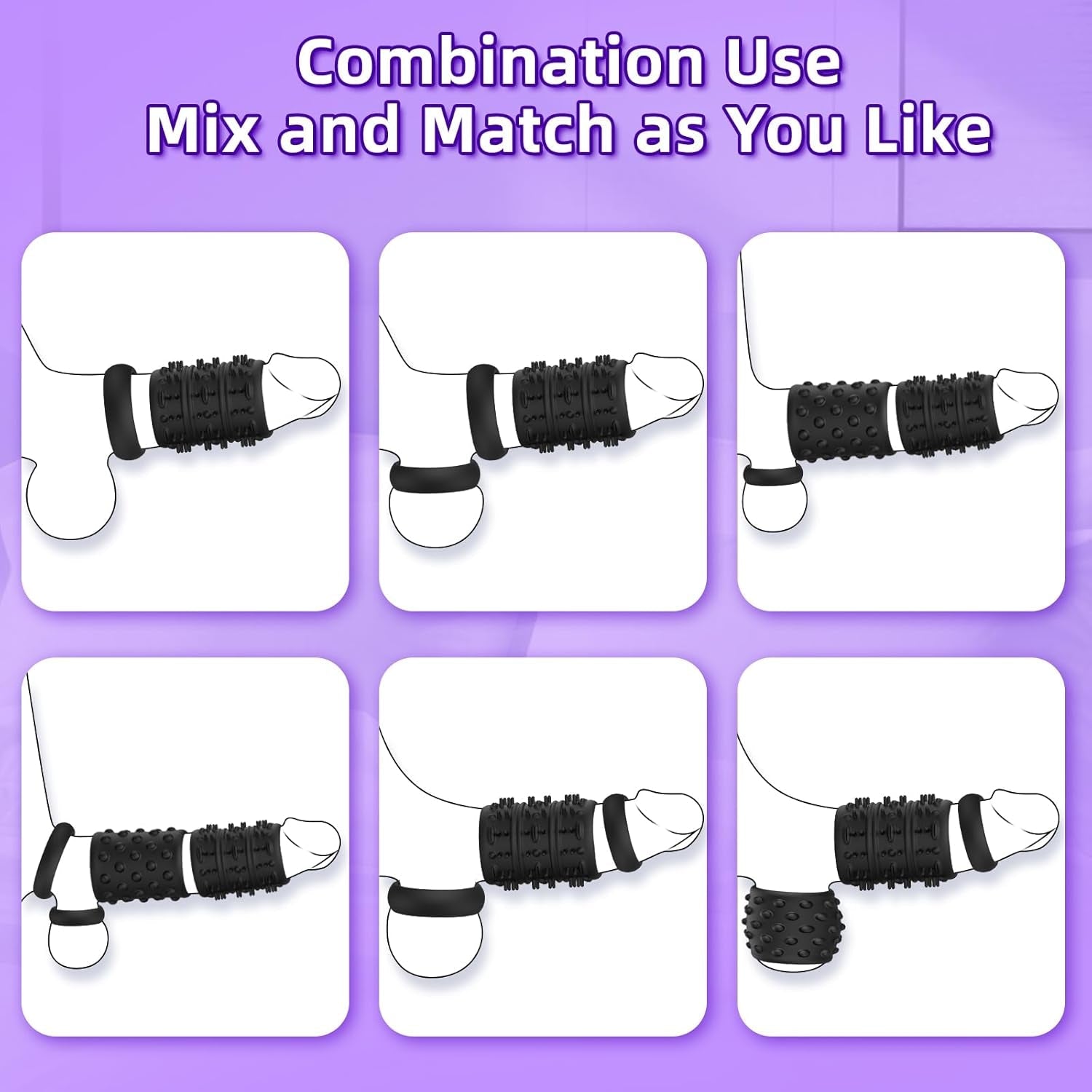 TextureLock 6 - Piece Silicone Cock Ring Sleeve Set - Vixen | Nova Network