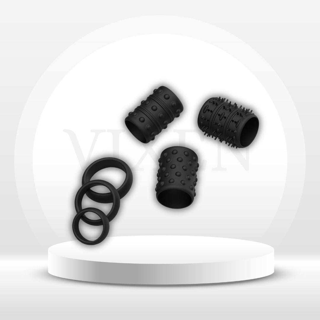TextureLock 6 - Piece Silicone Cock Ring Sleeve Set - Vixen | Nova Network