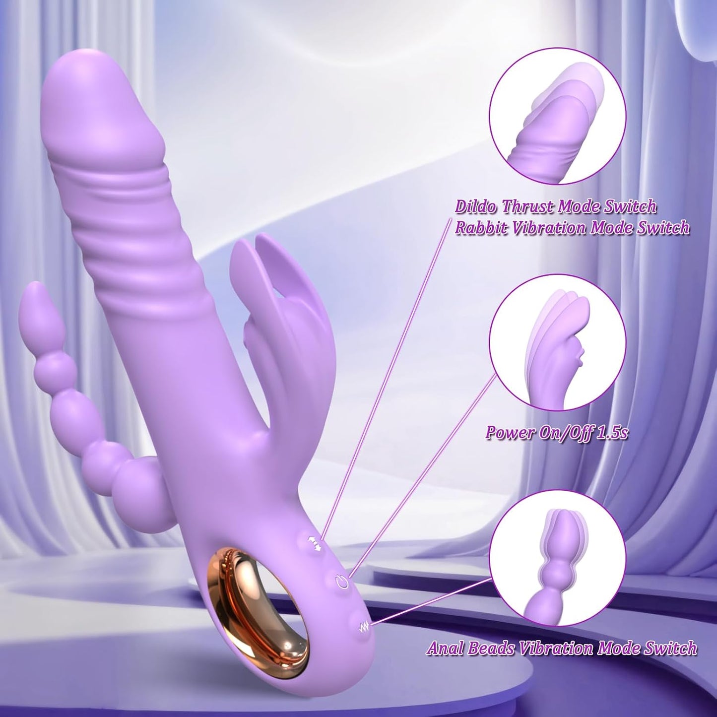 ThrustTriX 3 - in - 1 Pleasure Bunny Vibrator - Vixen | Nova Network