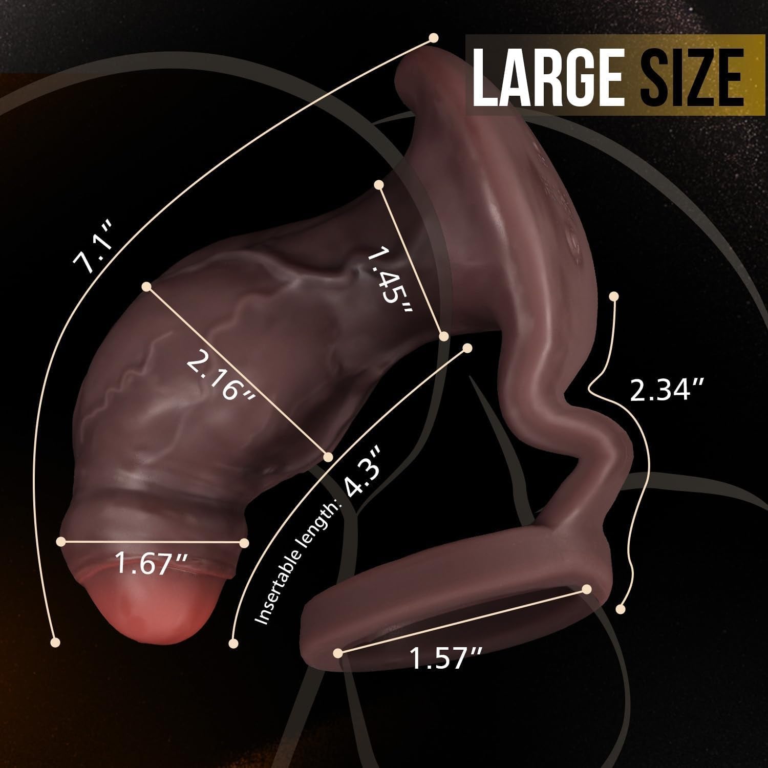 TitanCurve XXL Vibrating Anal Dildo 9 Modes | Cock Ring - Vixen | Nova Network