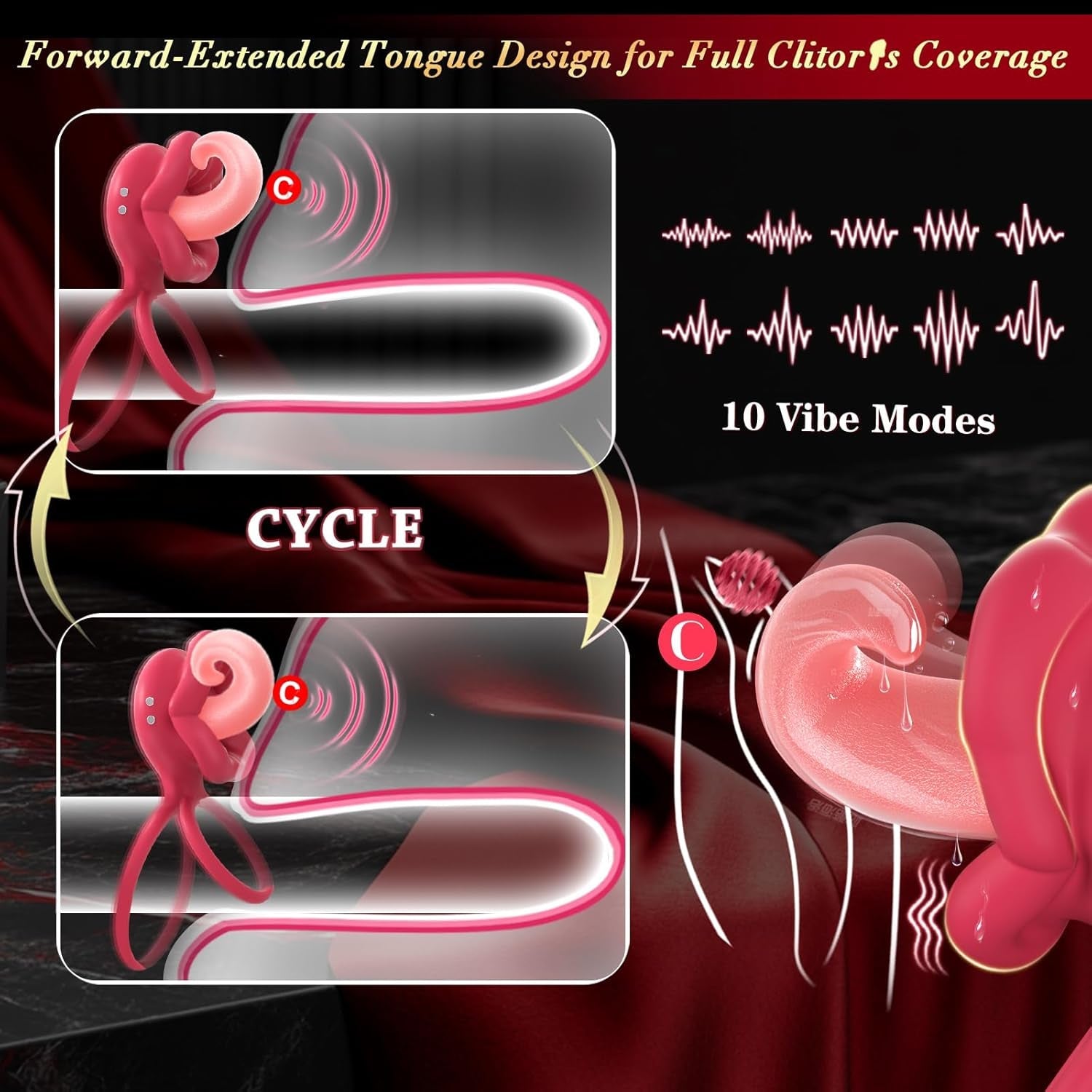 TongueLock Curled Tongue Clit Stimulator Cock Ring - Vixen | Nova Network