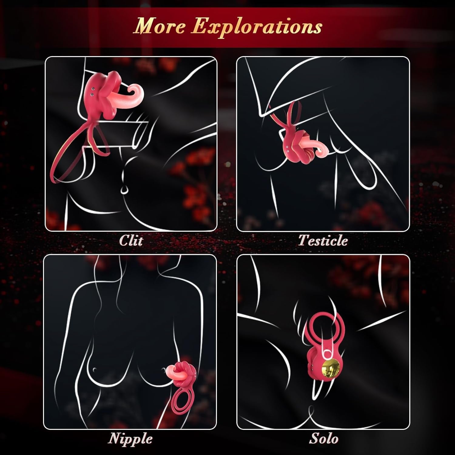 TongueLock Curled Tongue Clit Stimulator Cock Ring - Vixen | Nova Network