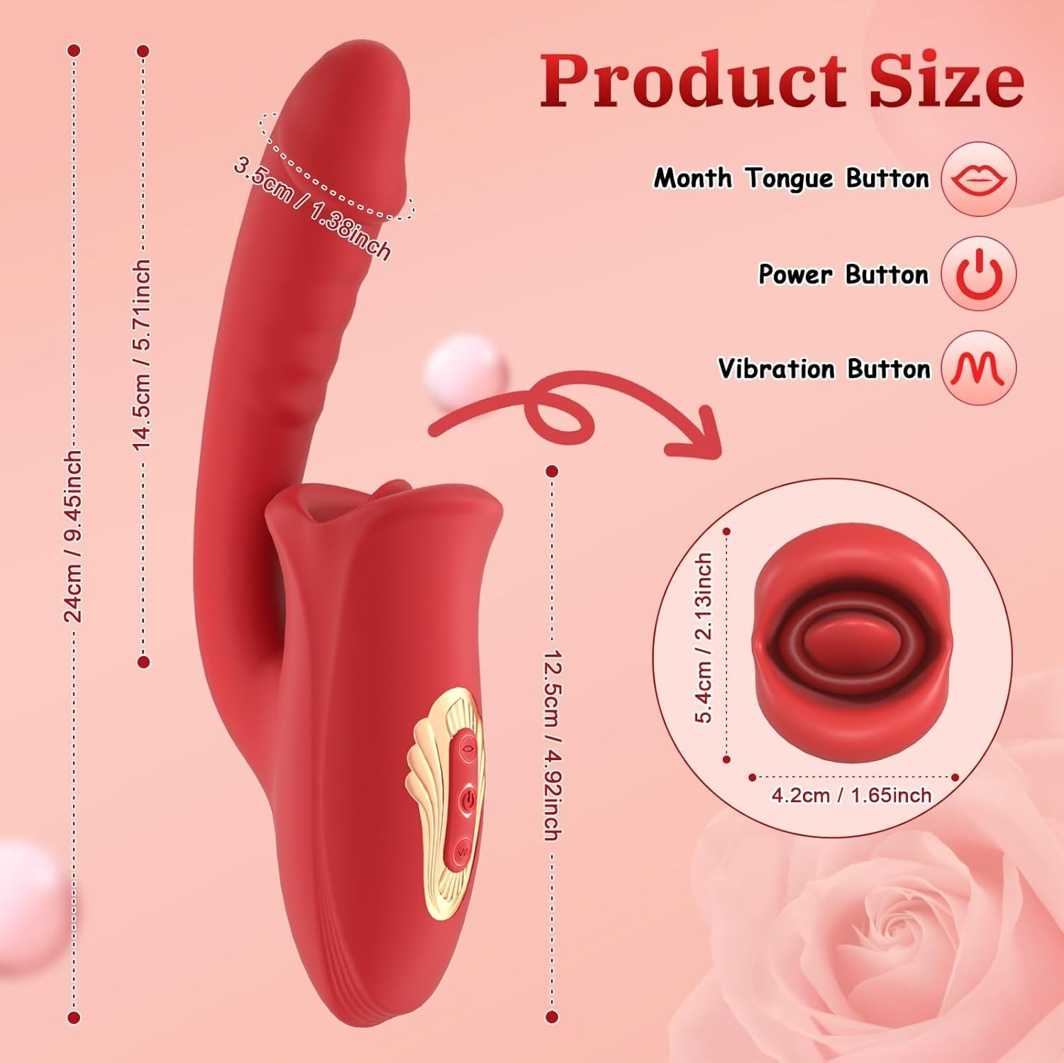 TongueRidge 3 - in - 1 Rose G - Spot Tongue Vibrator - Vixen | Nova Network