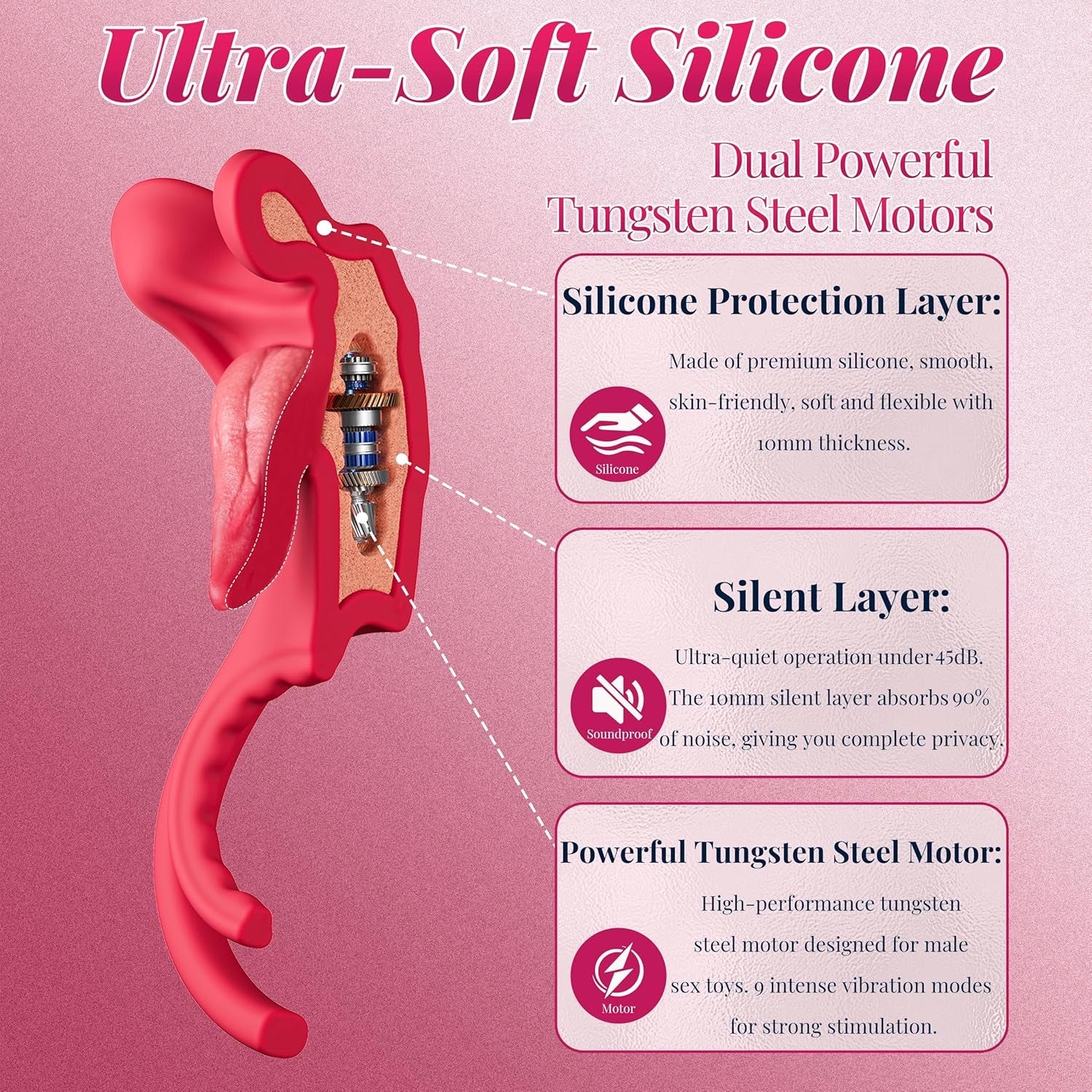 TongueTease Cock Ring with Tongue - Shaped Clit Vibrator - Vixen | Nova Network