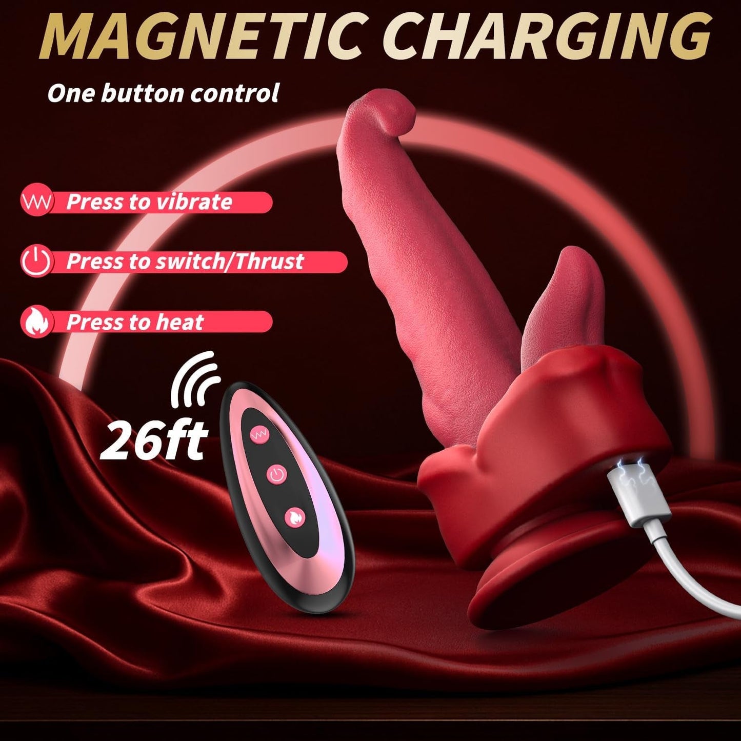 TongueThrust Multi - Stimulation Thrusting Dildo Vibrator - Vixen | Nova Network
