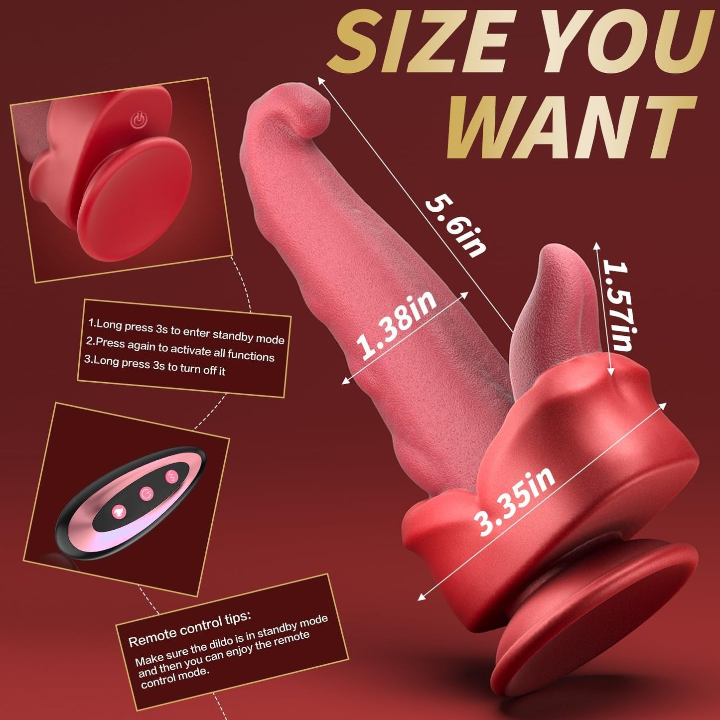 TongueThrust Multi - Stimulation Thrusting Dildo Vibrator - Vixen | Nova Network