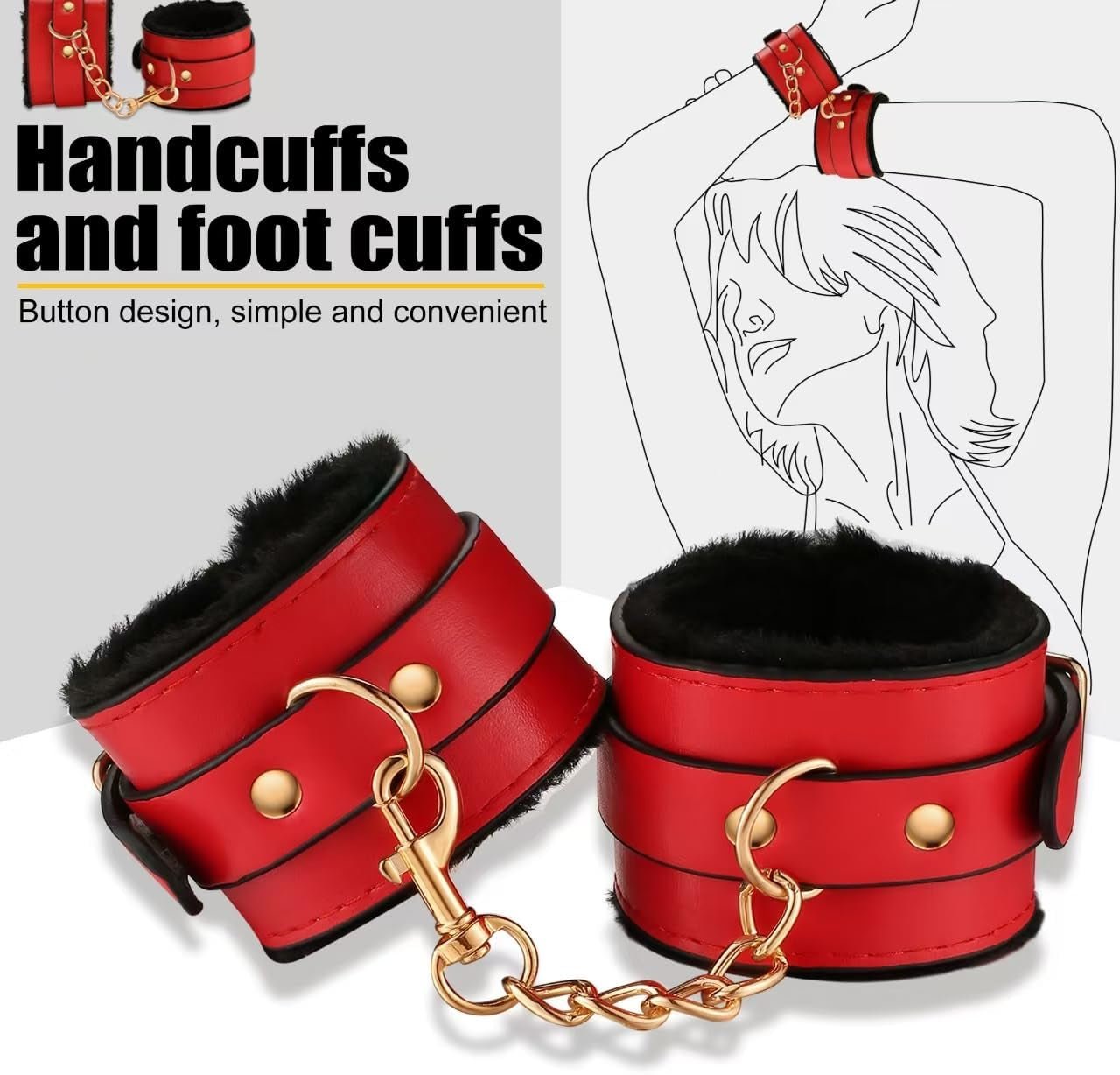 TotalSurrender 12-Pc BDSM Bondage Set – Cuffs, Collar & Blindfold - Vixen Adult Playroom