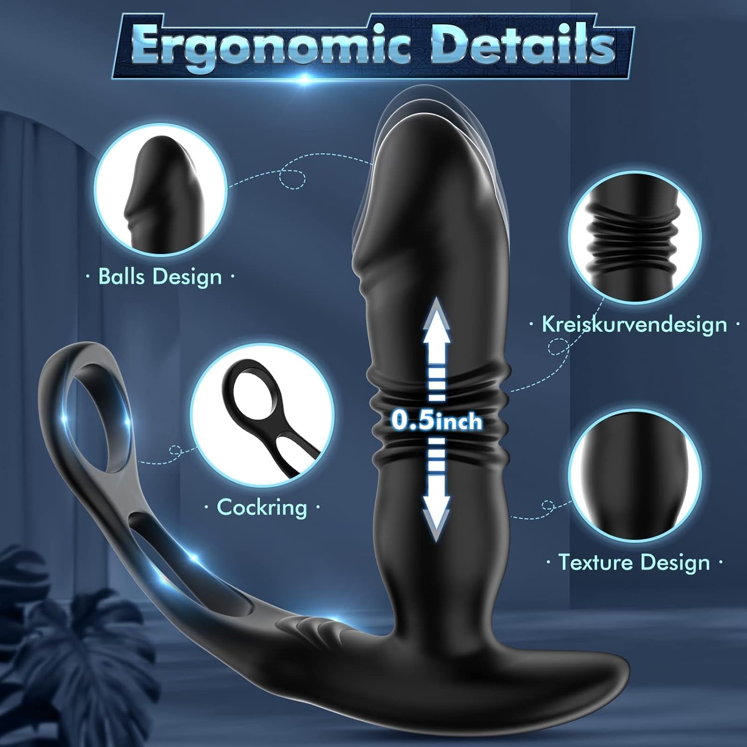 TriadSurge Thrusting Prostate Massager Dual Cock Ring - Vixen | Nova Network